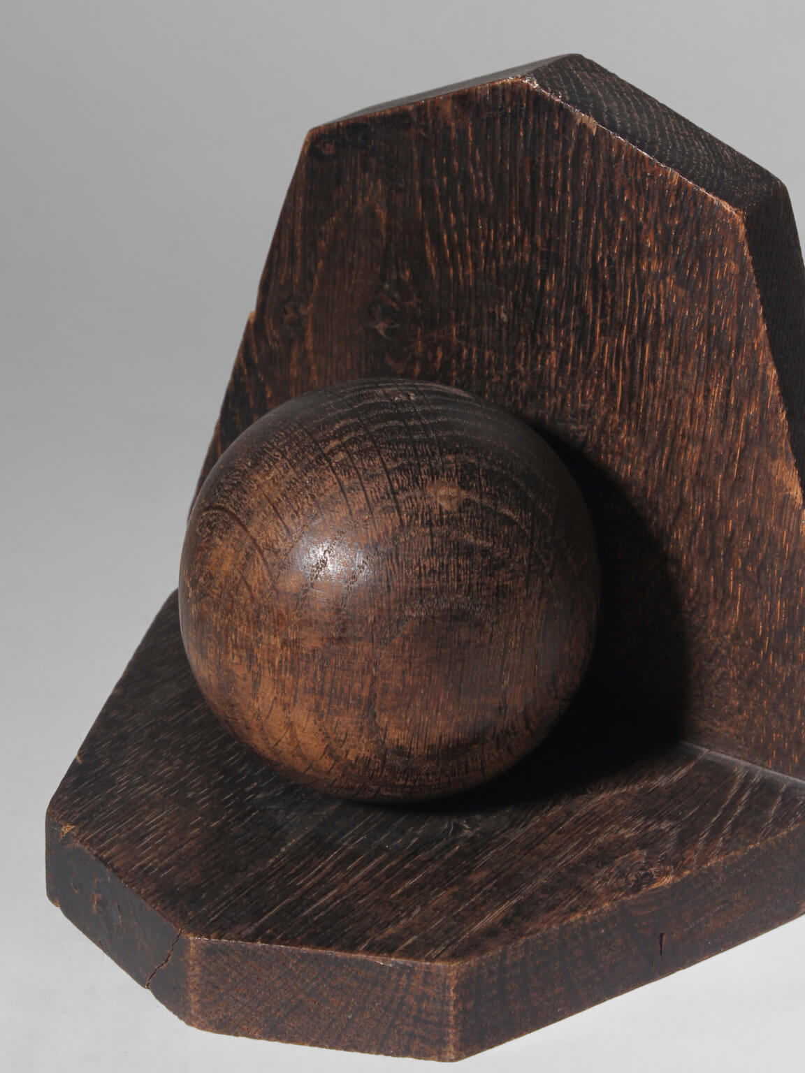 Art Deco Wooden Sphere Bookends, 1930s — side angle