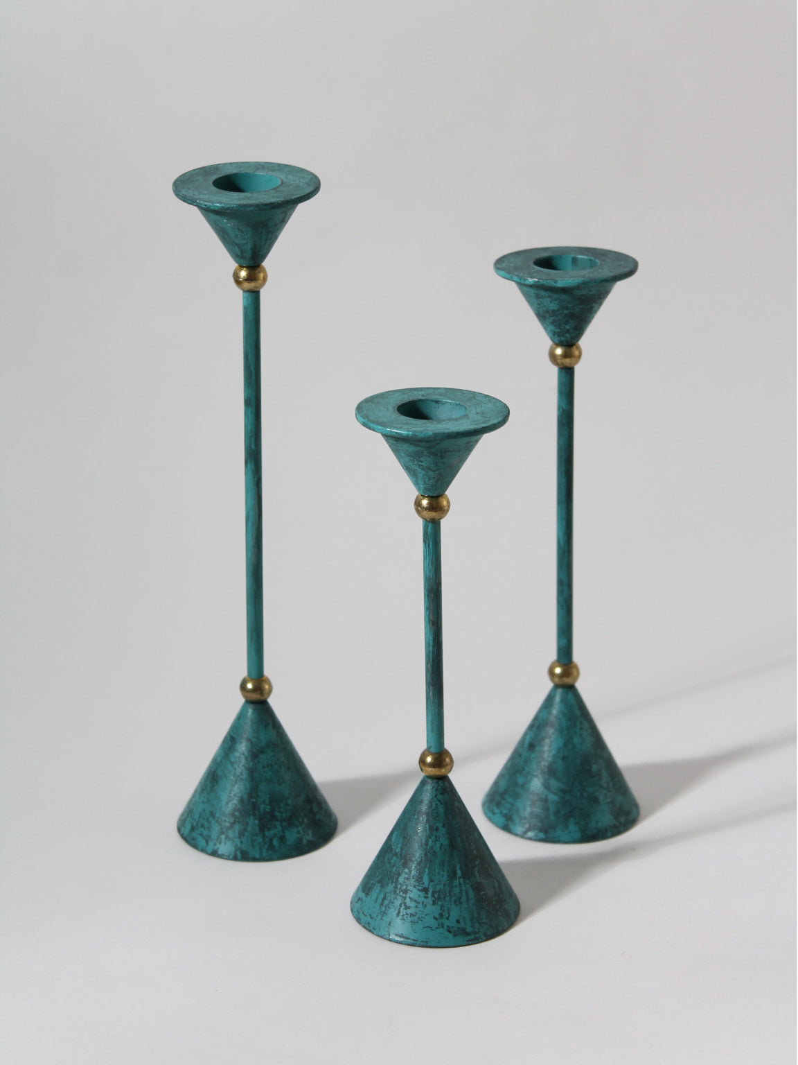 Memphis Design Metal Candle Holders Set, 1980s