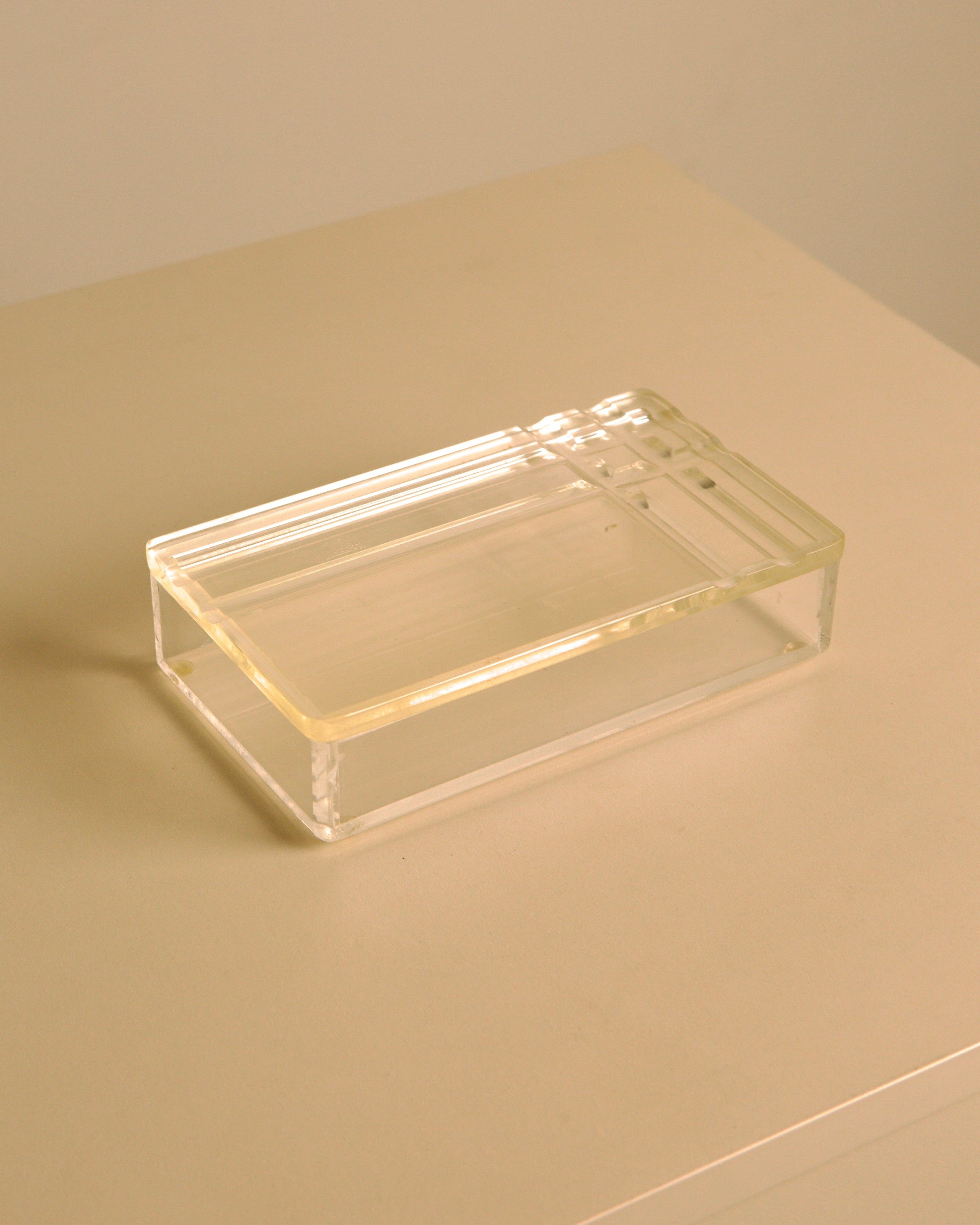 Italian rectangular box in patinated plexiglass, 1970s by Treaptyque | The Oblist
