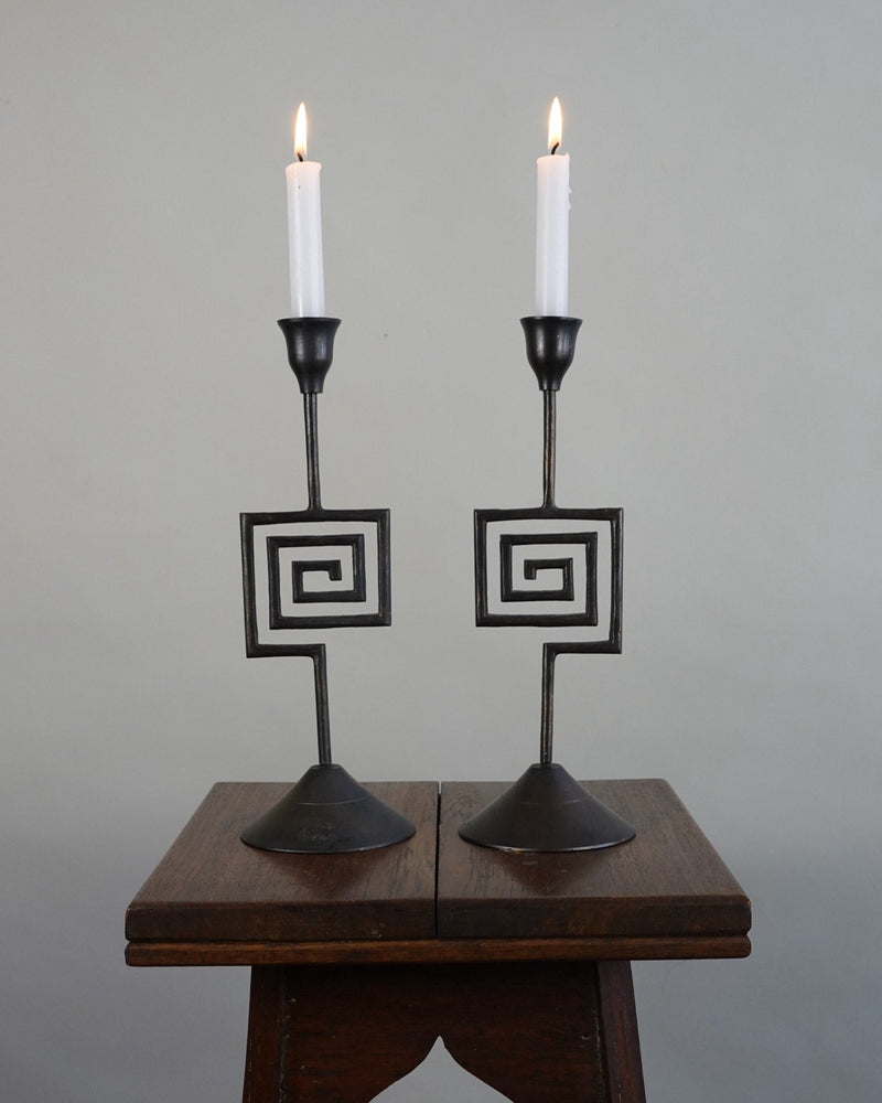 Pair of Geometric Candleholders by Myakin | The Oblist