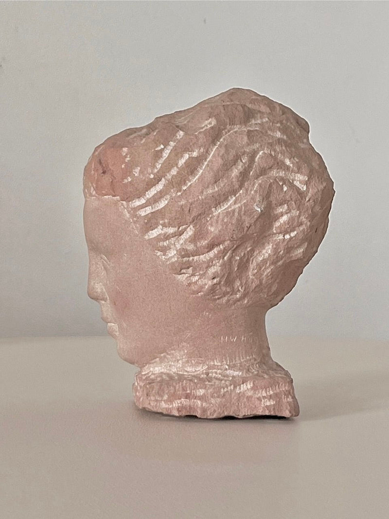 Stone bust sculpture profile view by Helge W. Högbom 1950s