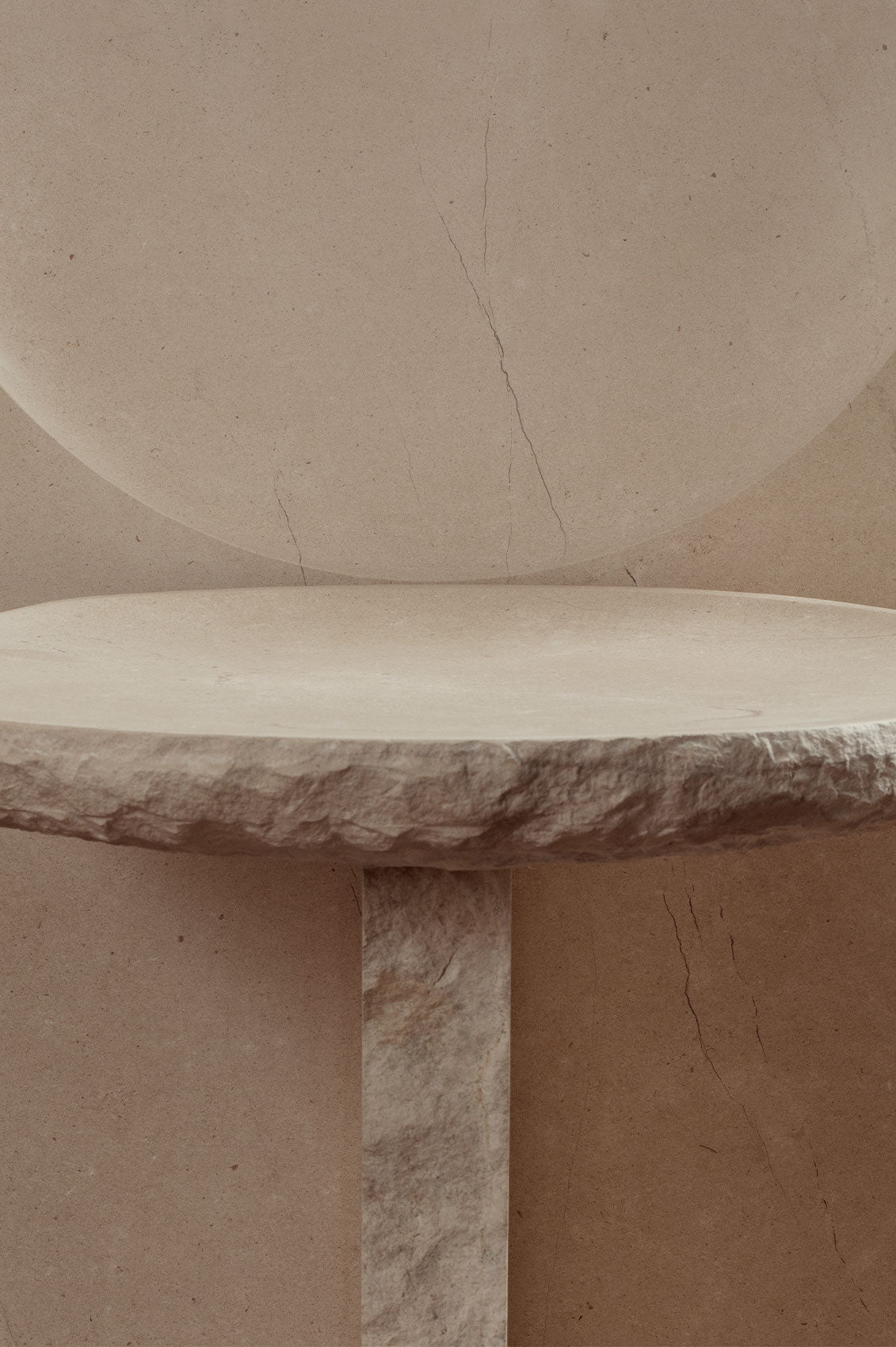 VAGA Chair in Stone and Limestone — close-up