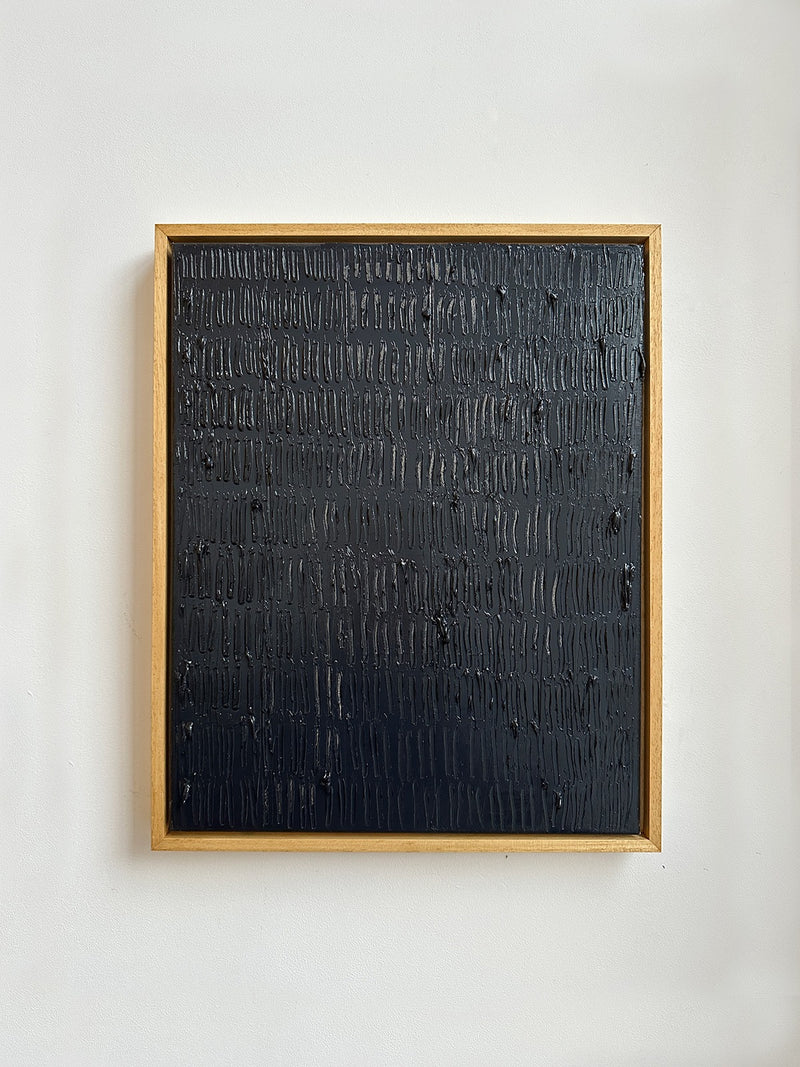 Payne's Grey - Turf Series' Painting by Roi Elmaliah | The Oblist — textured black surface, modern design