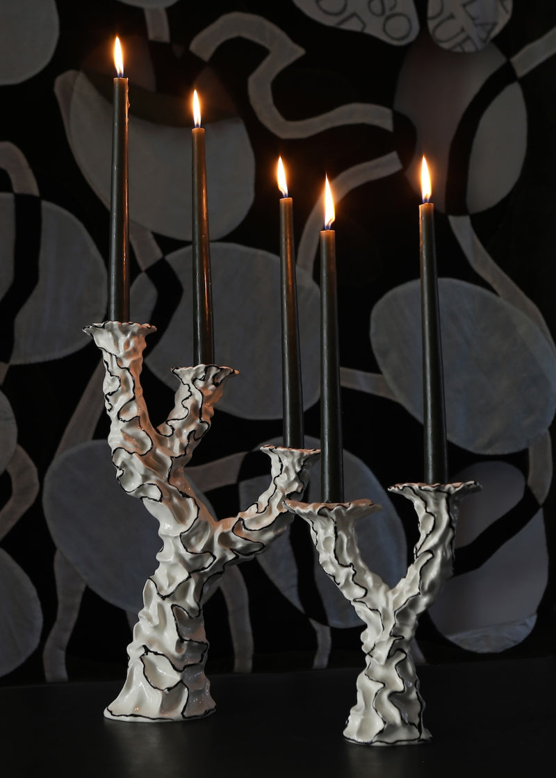 Three Wishes Hand Made Ceramic Candle Holders — detail view