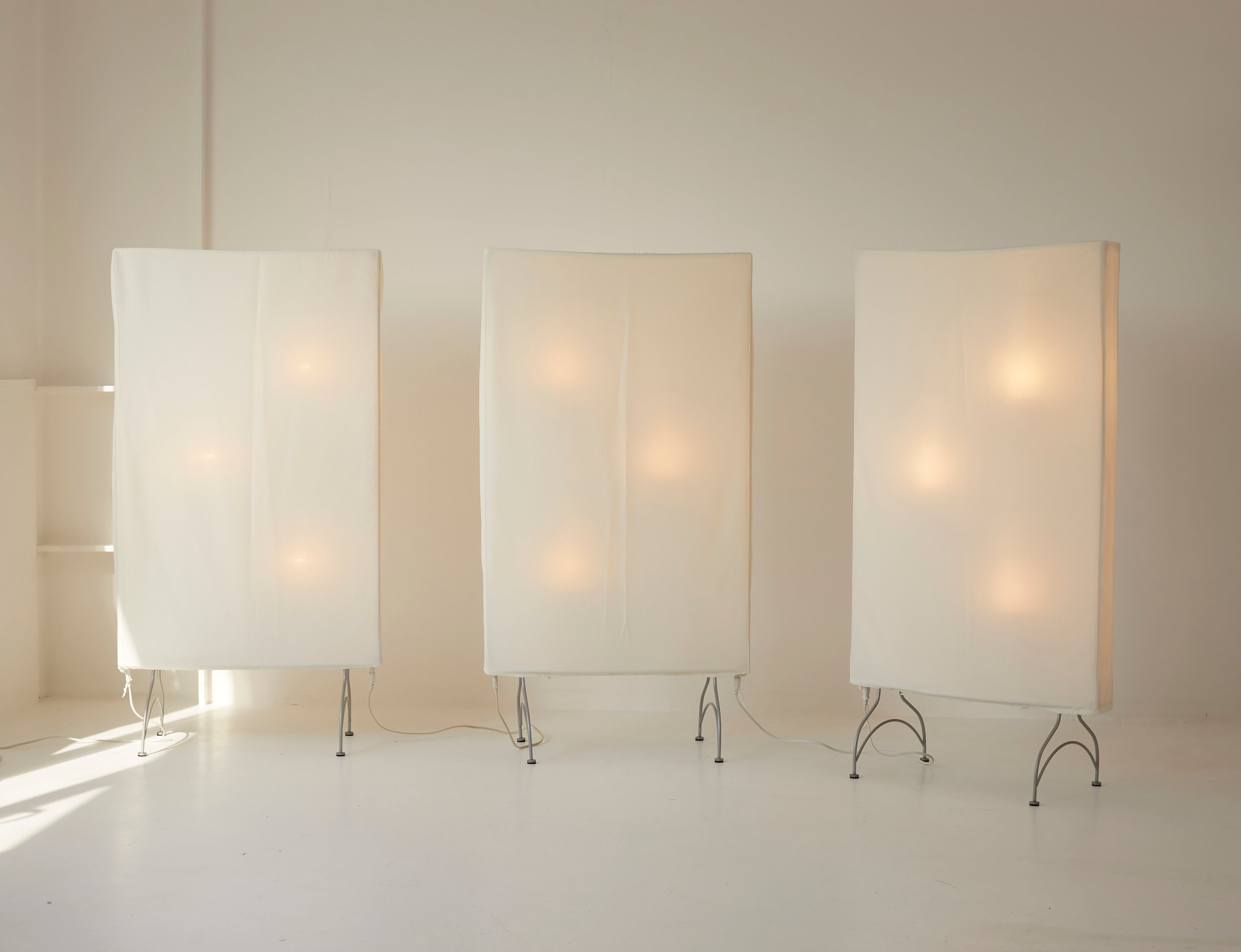 Vintage Dimmable Light Screen / Floor Lamp / Room Divider in Removable Fabric C. 2000 — in context