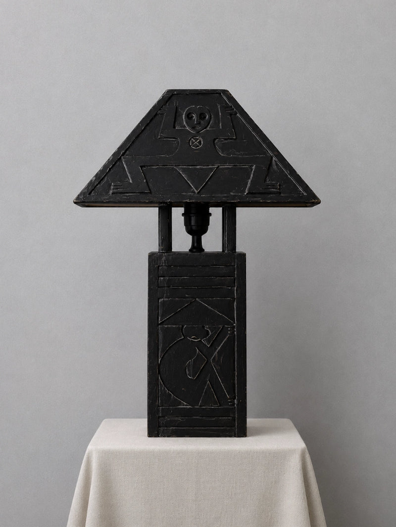 Vintage Table Lamp in Wood - 1970s African Collection by Blisse | The Oblist