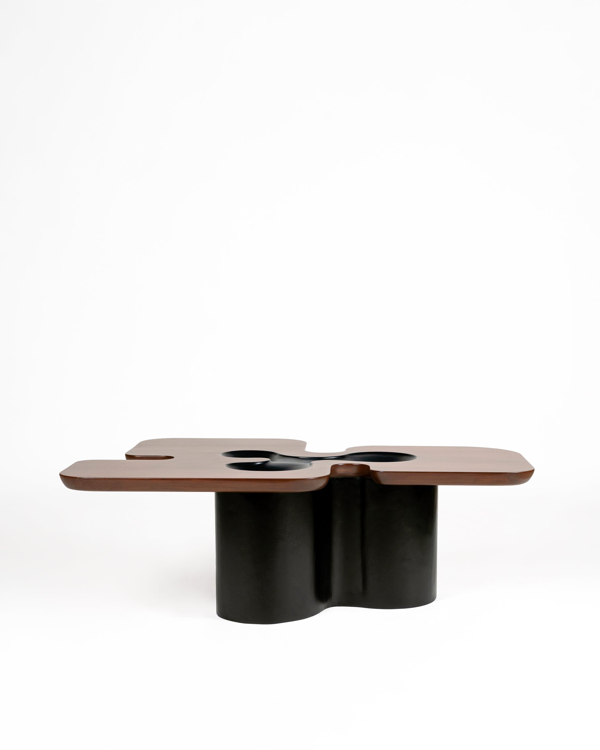 Canyon Centre Table — angled view highlighting wooden top and black base