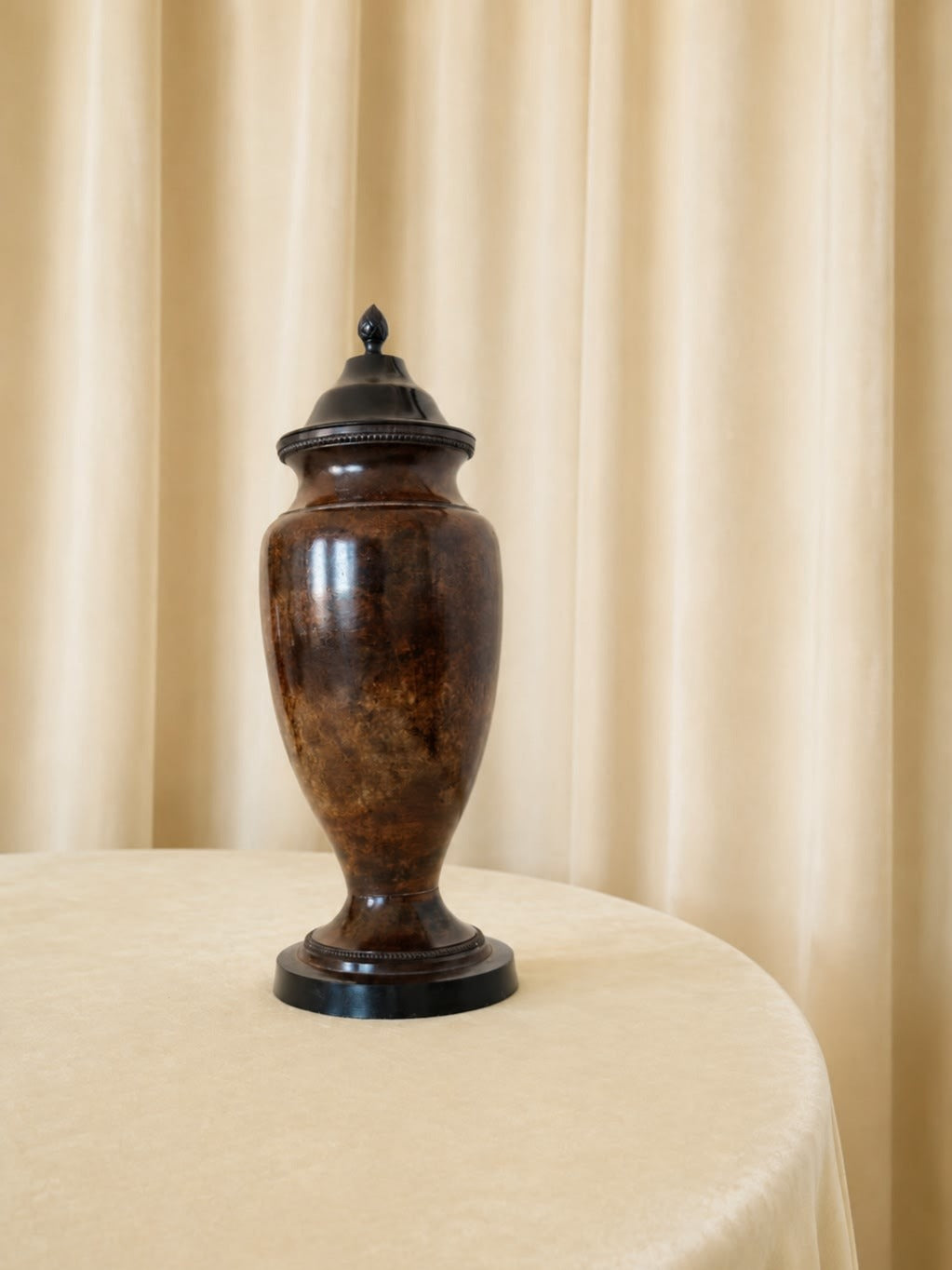 Decorative Veined Vase with Lid — side angle