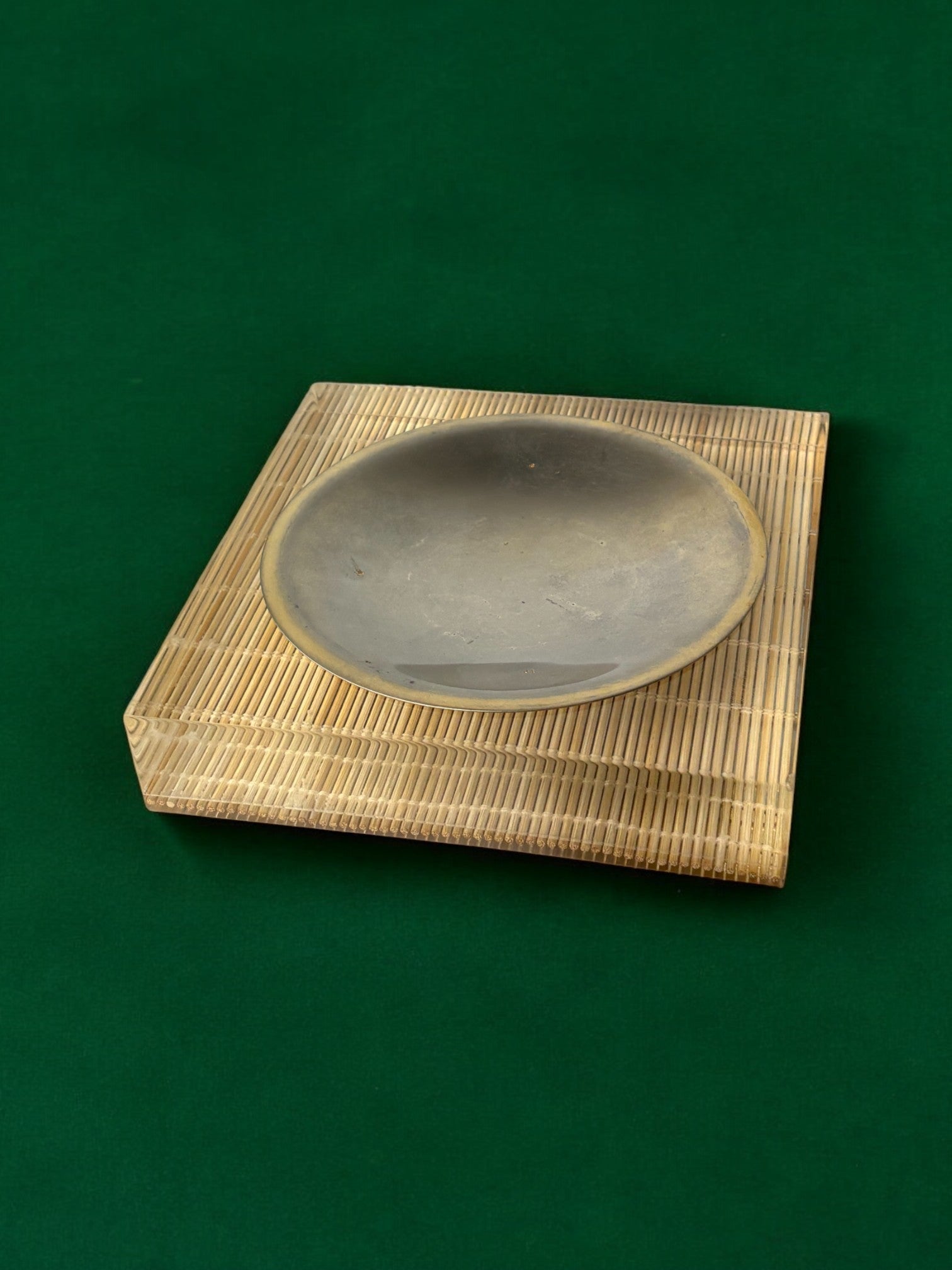 Lucite & Rattan Astray, Christian Dior Style, circa 1970 — side angle