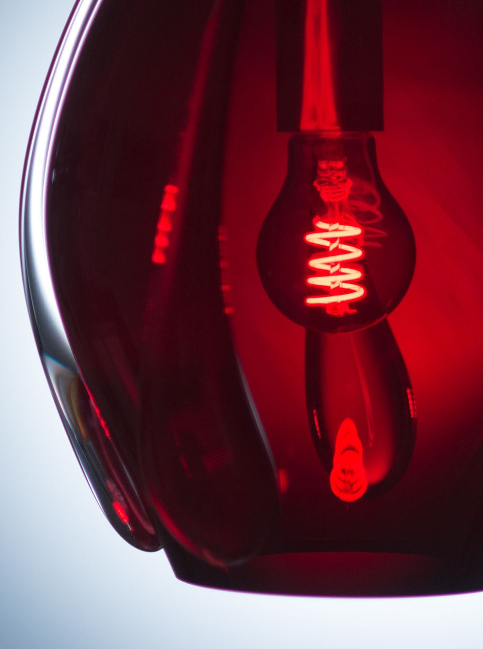 Blown Glass Pendant - Ruby Dark — close-up