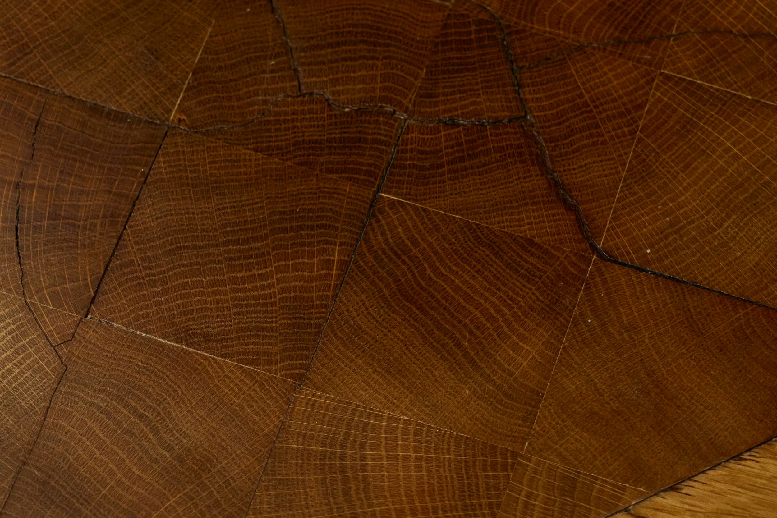 Unique Octagonal Coffee Table in Solid Oak with End Grain Wood, 1950s — additional view