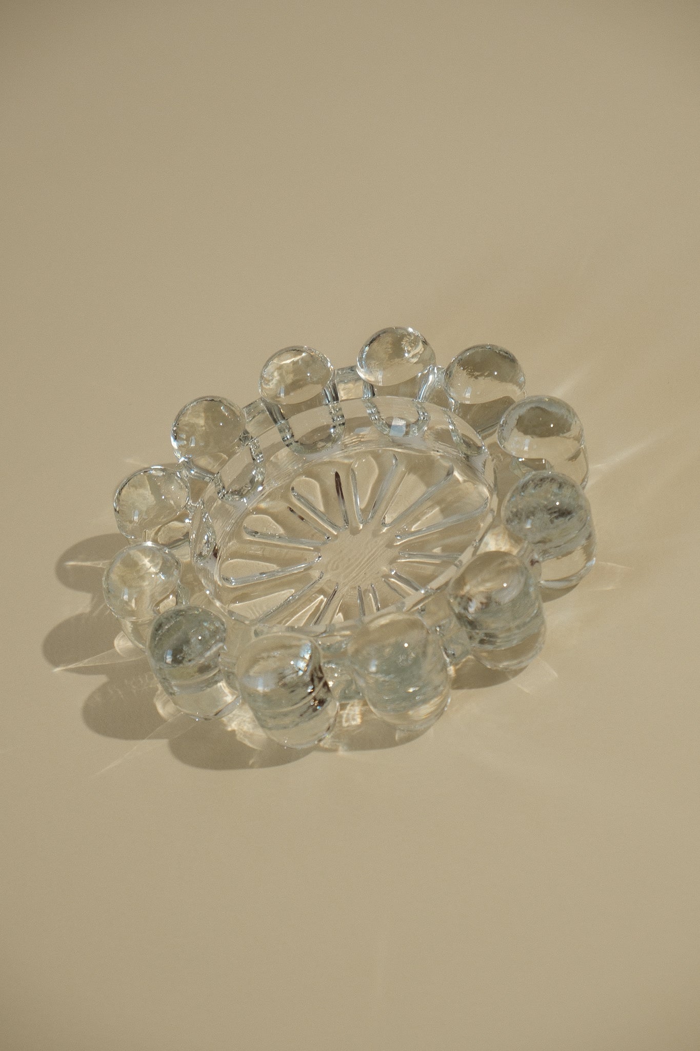 Heavy Clear Glass Candleholder — side angle