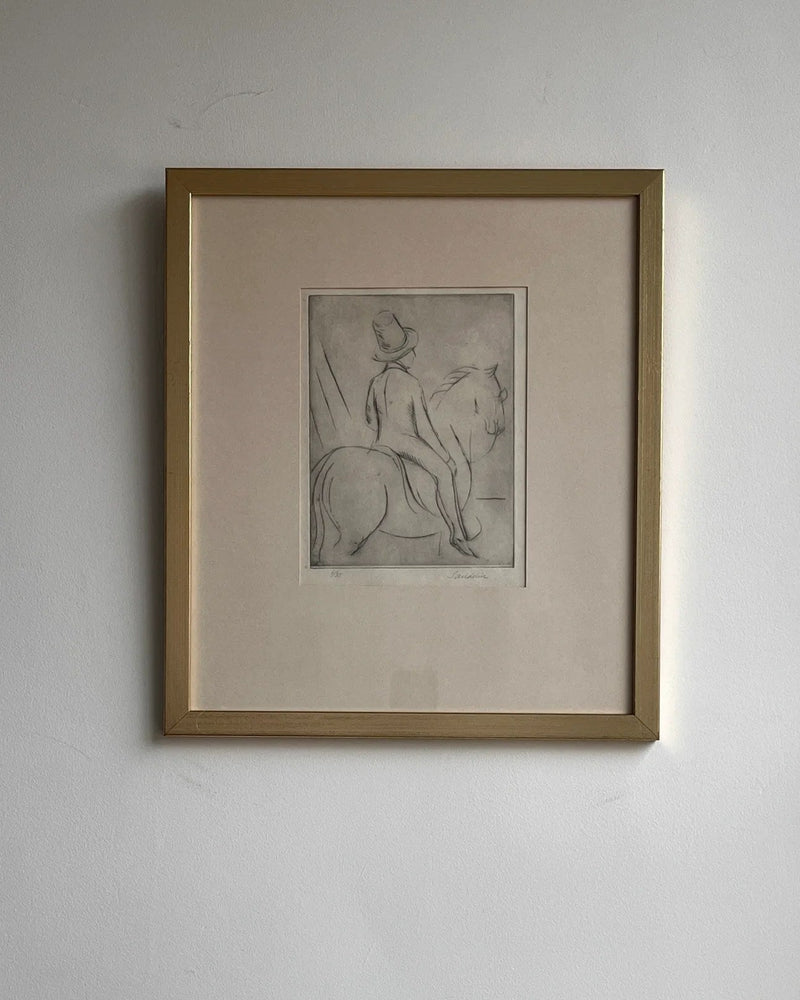 Swedish Etching "Rider" by Börje Sandelin | The Oblist — framed artwork, monochrome tones