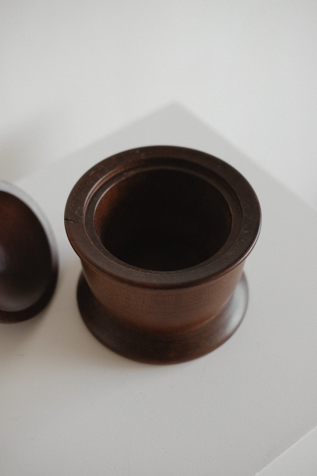 Handcrafted Wooden Storage Jar — close-up