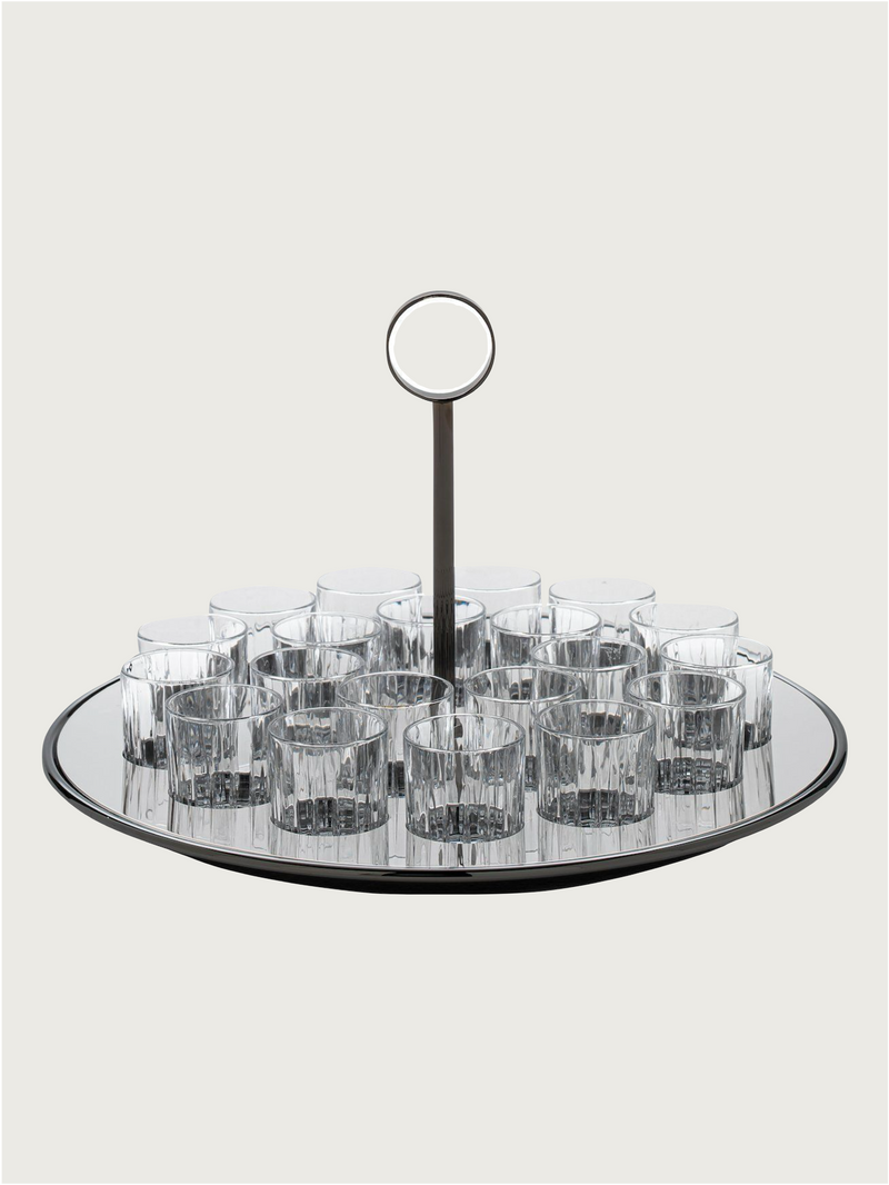 Round liquor serving set by zanetto | The Oblist — glass and stainless steel