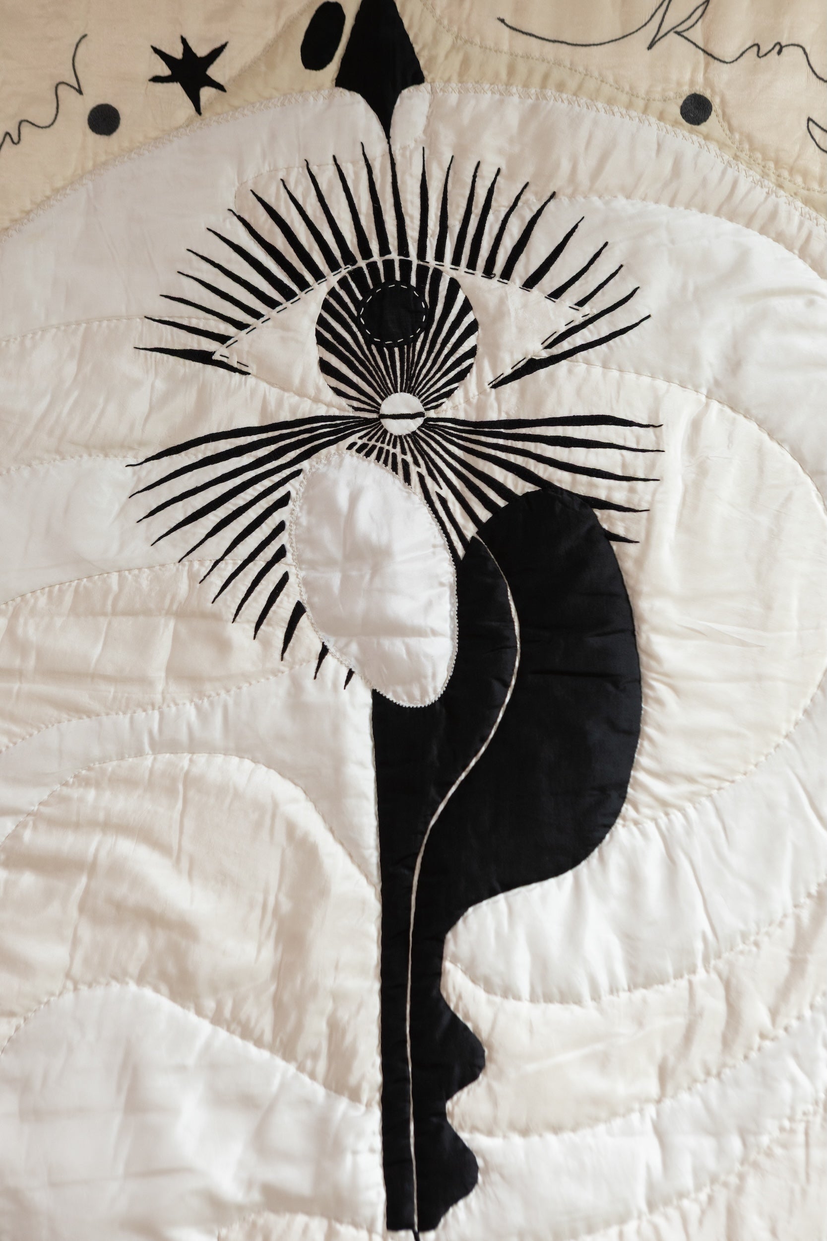 Lunar King — Hand Quilted Silk Tapestry — lifestyle setting