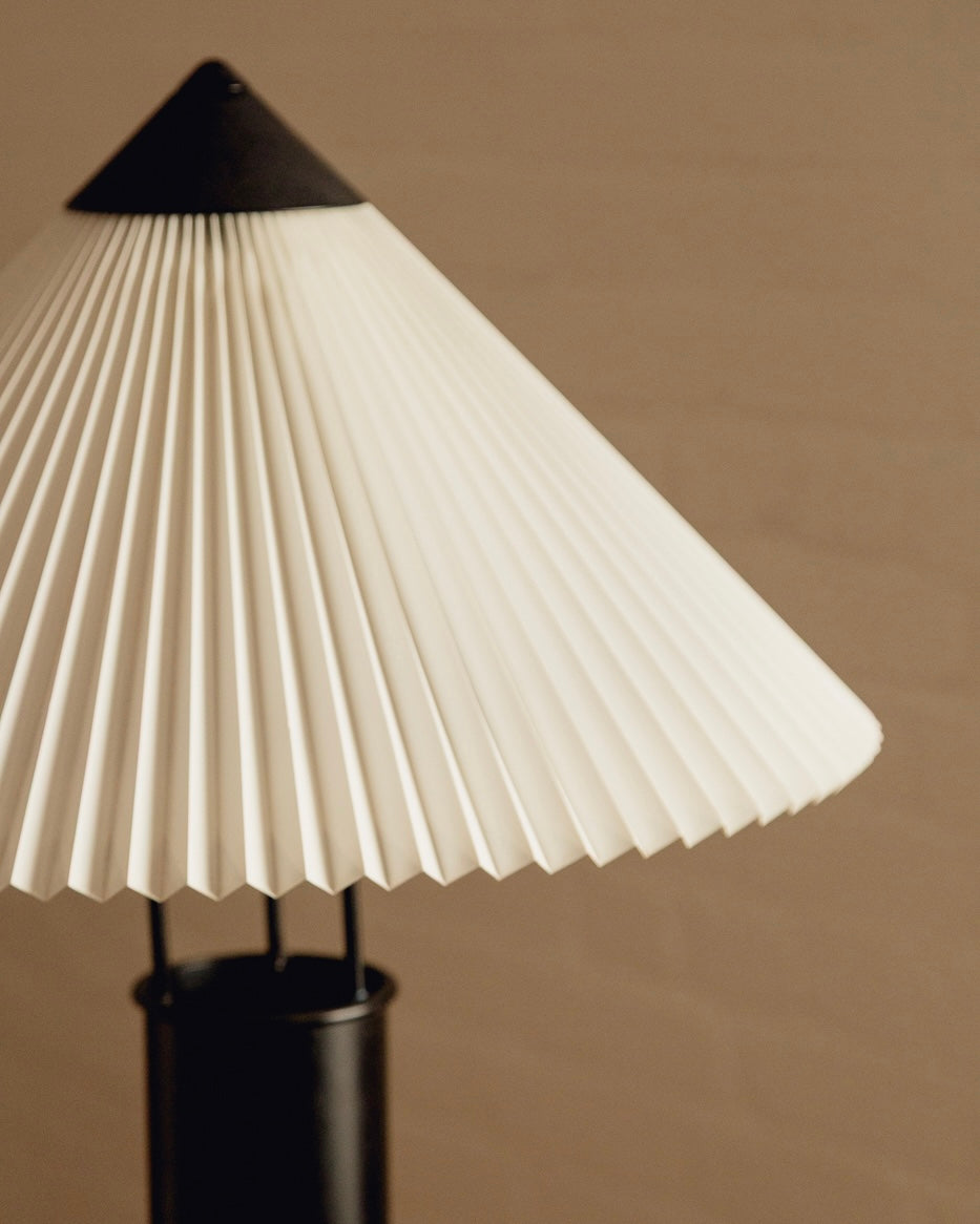 Le Klint Floor Lamp — back view of pleated white shade