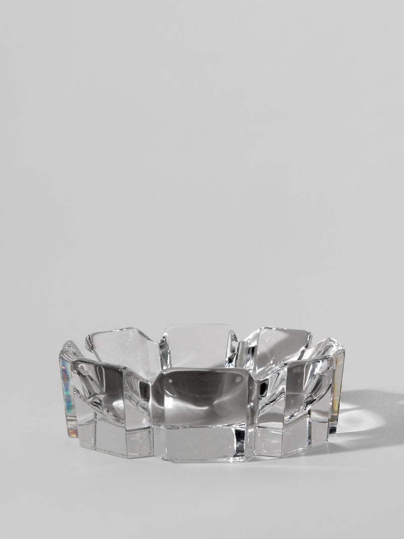 Lars Hellsten Full Lead Crystal "Corona" Bowl for Orrefors, 1970s — close-up showing clear crystal facets