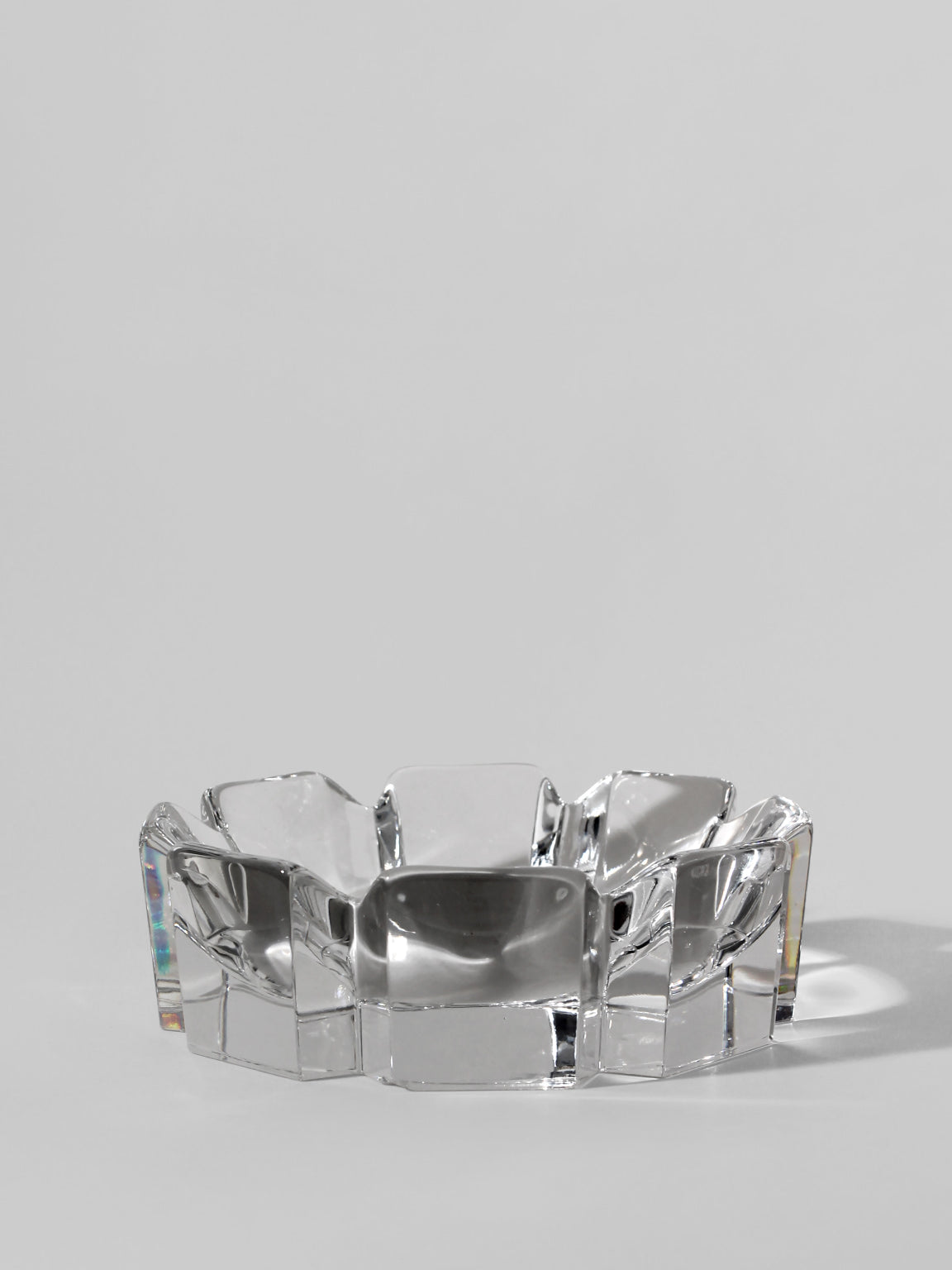 Lars Hellsten Full Lead Crystal "Corona" Bowl for Orrefors, 1970s — close-up showing clear crystal facets