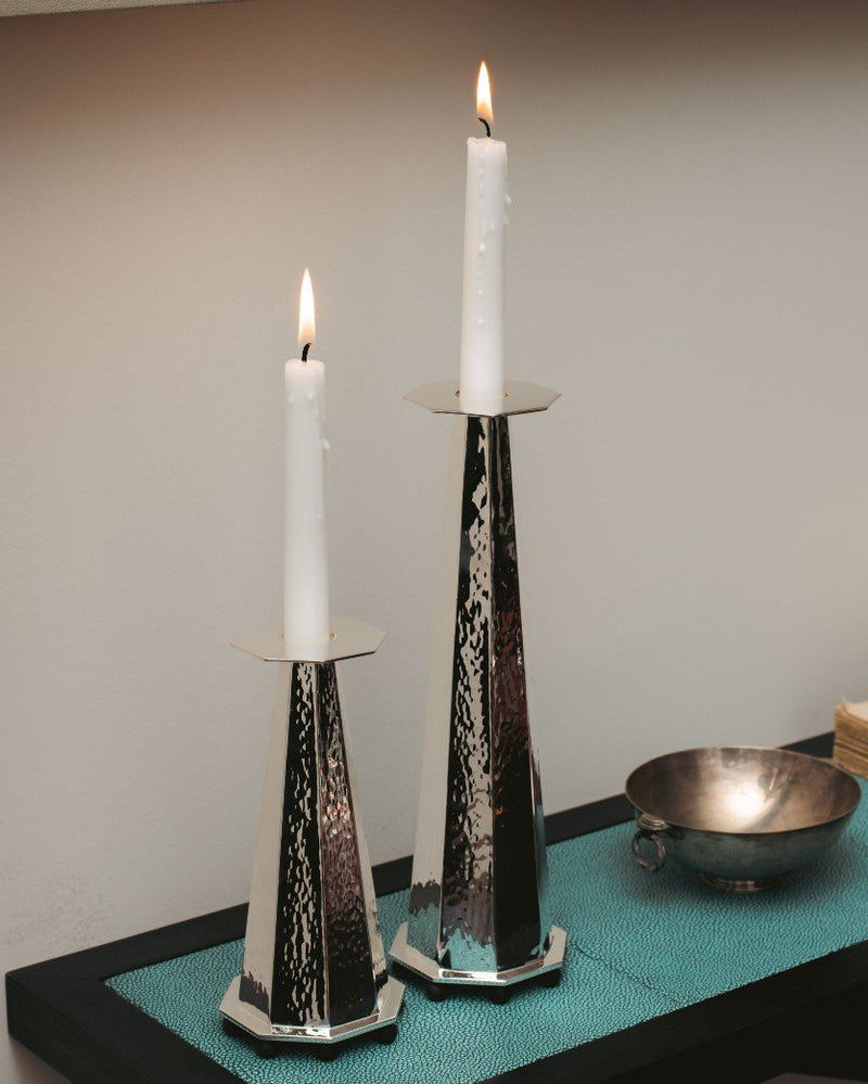 Silver Plated Short Candleholder by zanetto | The Oblist — modern silver finish