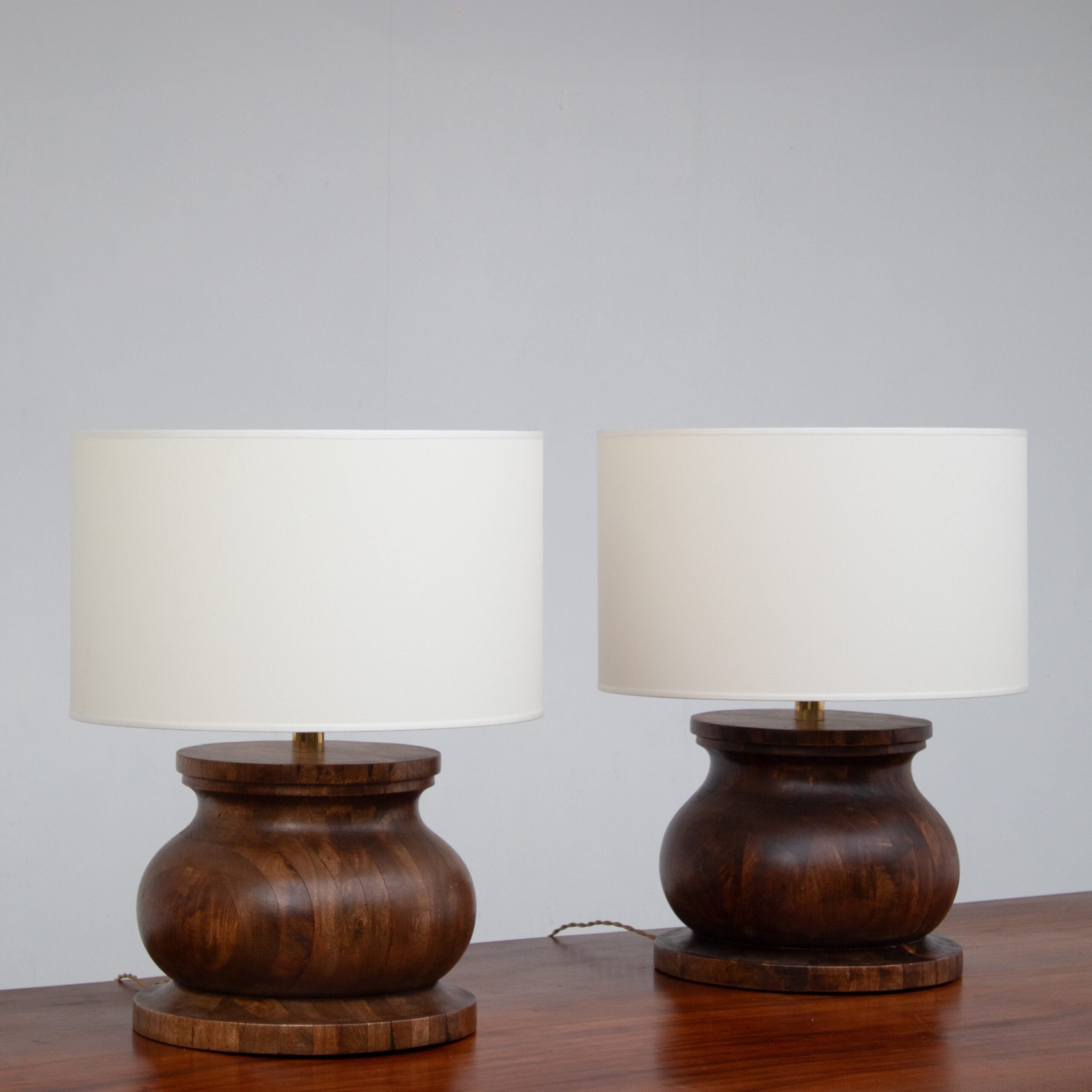 Sculptural Walnut Table Lamp by Malata Antwerp | The Oblist
