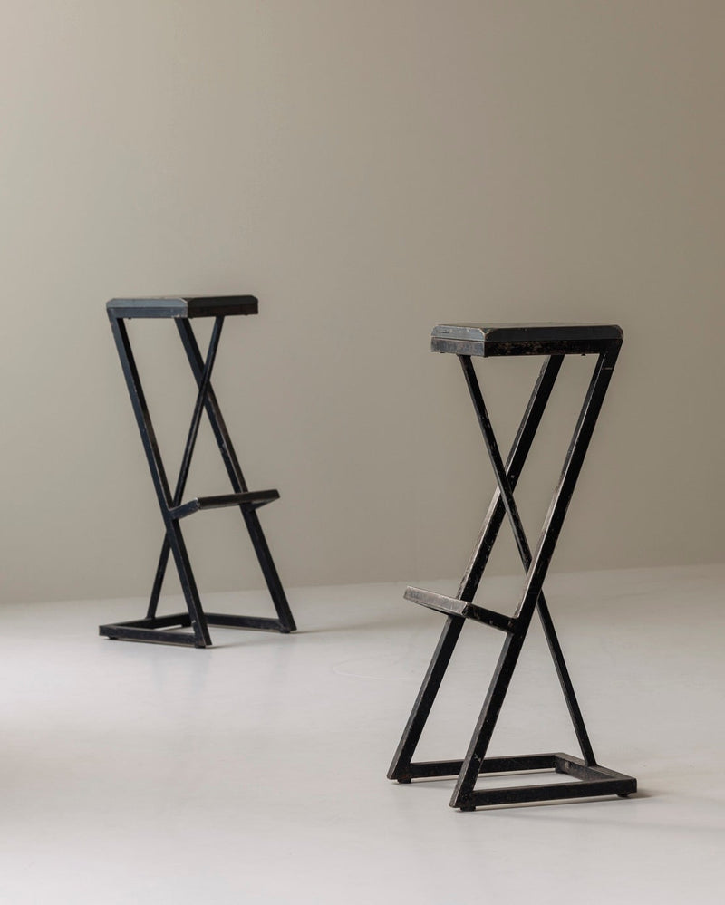 Set of 2 Modernist French bar stools, 1950s by Modern Living | The Oblist