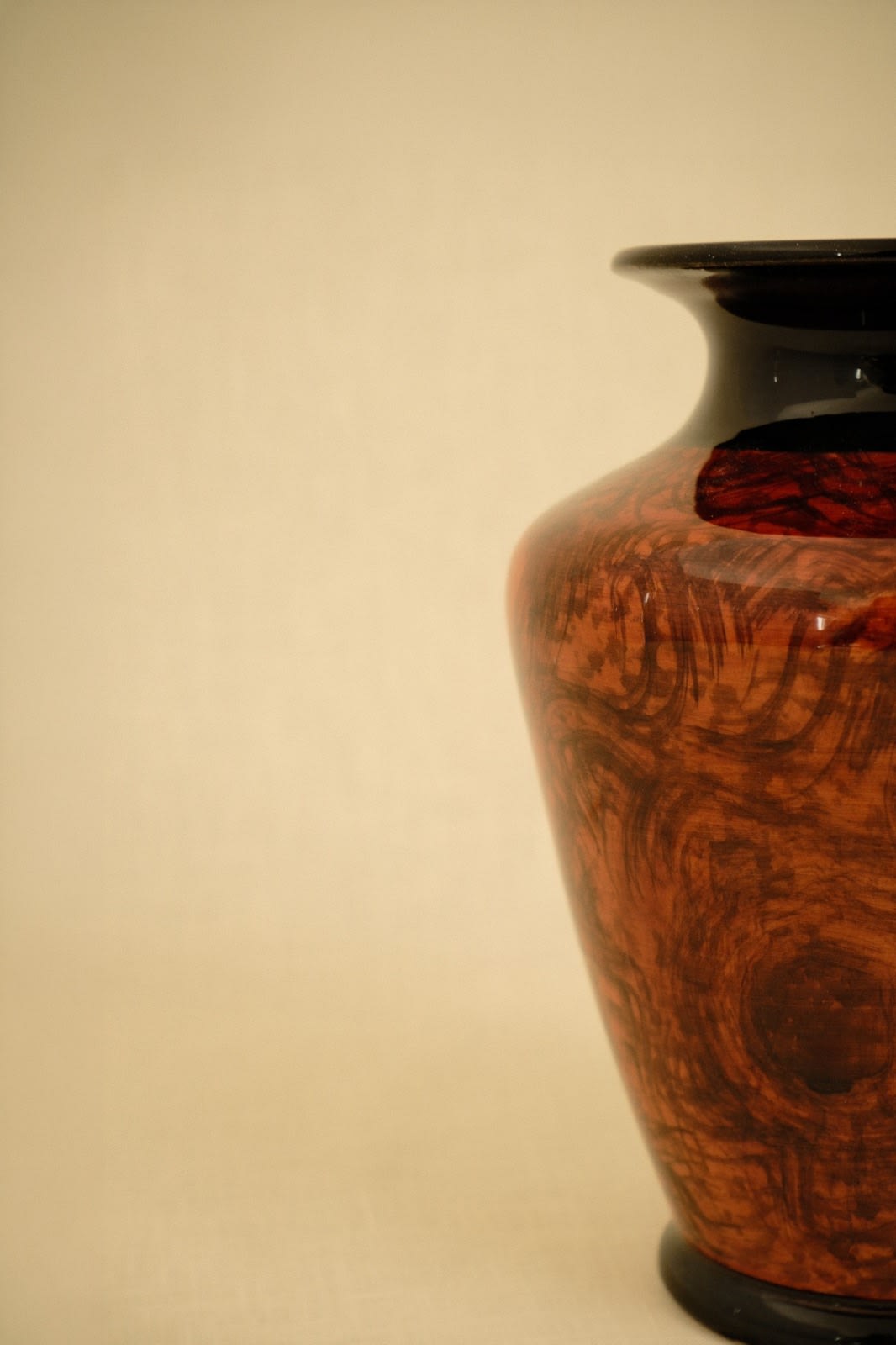 Art Deco Glass Vase with Burl Wood Pattern — side angle