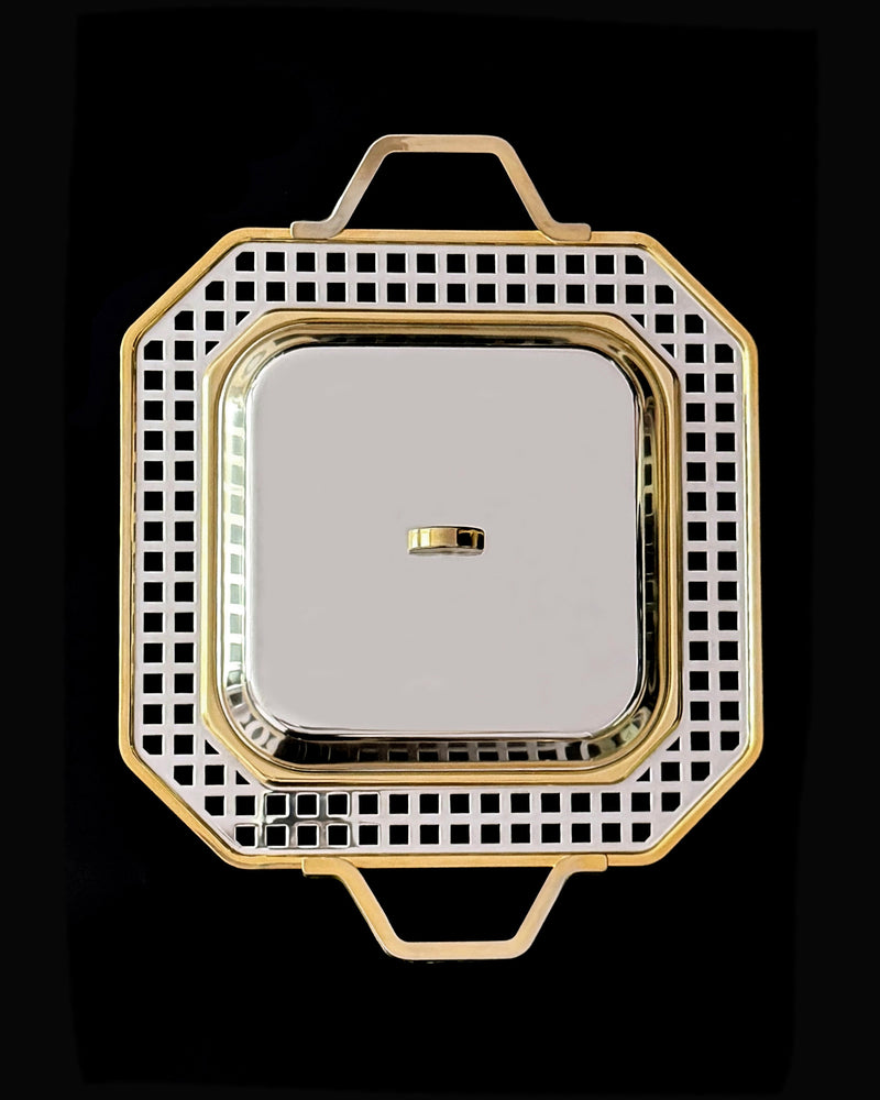 Vintage tray from 1970s Italy is a polished stainless steel by LA PARADE | The Oblist