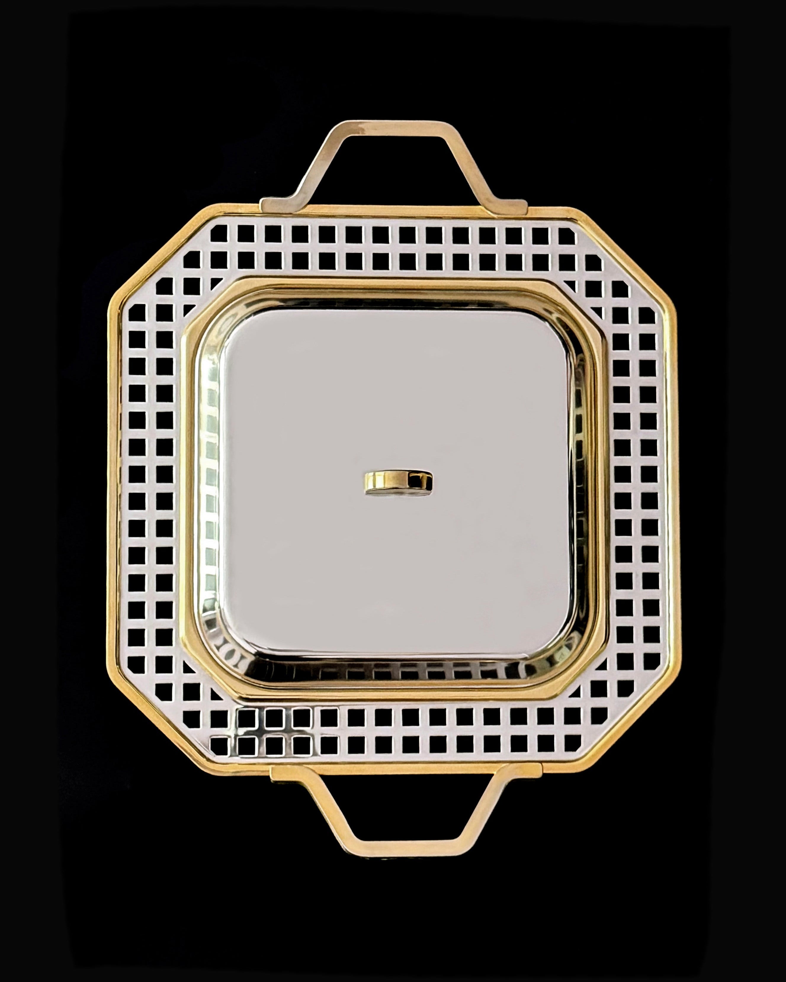 Vintage tray from 1970s Italy is a polished stainless steel by LA PARADE | The Oblist