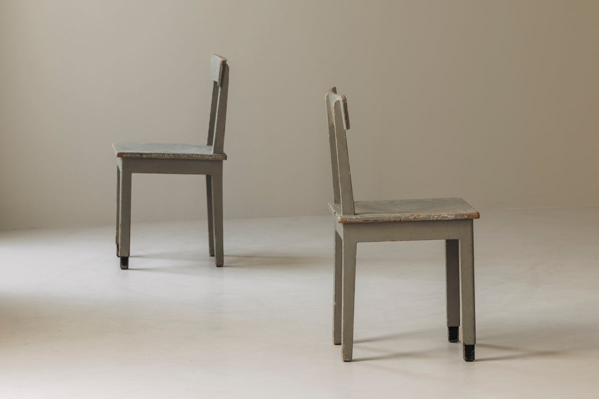 Set of 4 Rationalist Wooden Dining Chairs in the Taste of Giuseppe Pagano, 1940s — lifestyle setting