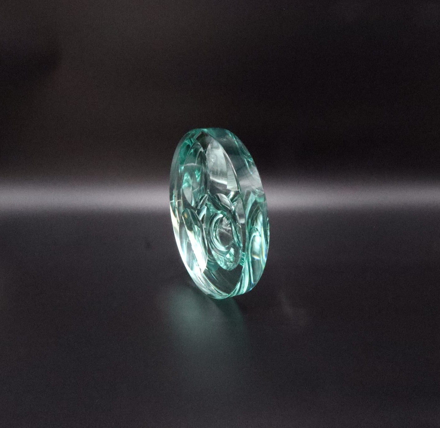 Green Glass Ashtray attributed to Fontana Arte, Italy, 1960s — lifestyle setting