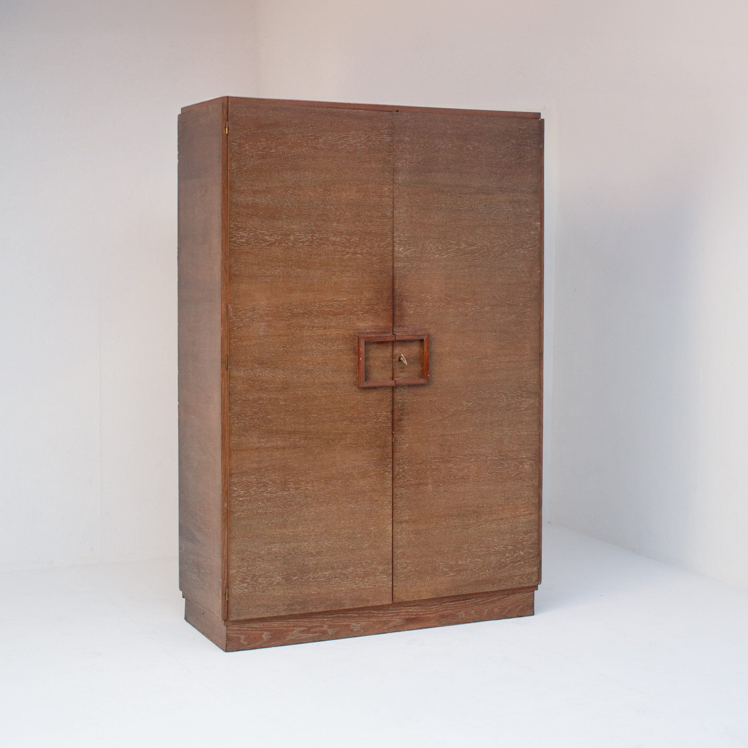 Claude Vassal Vintage Wardrobe Cabinet in Solid Oak — side angle