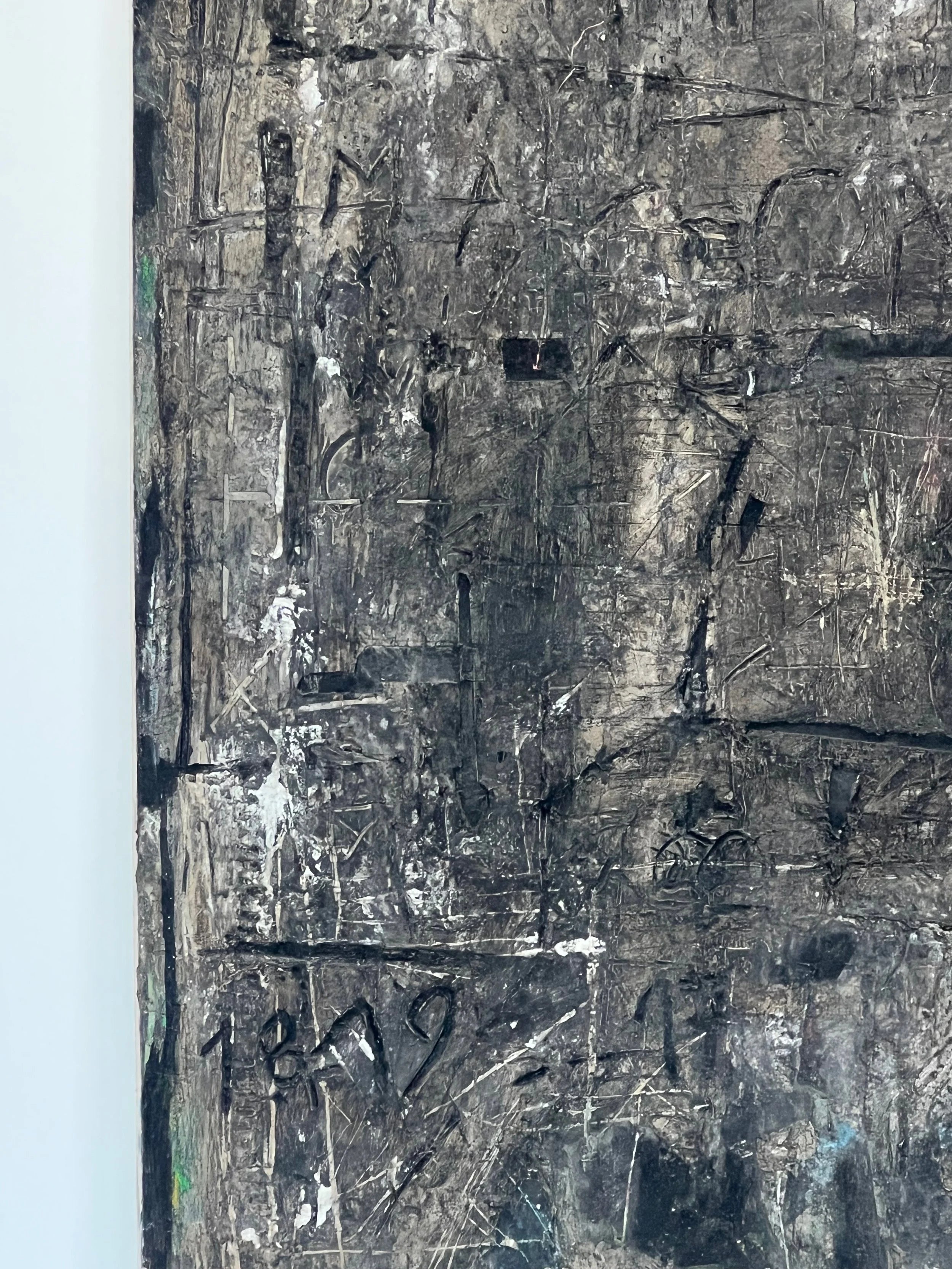 Brutalist Painting on Canvas — close-up of textured surface in modern setting
