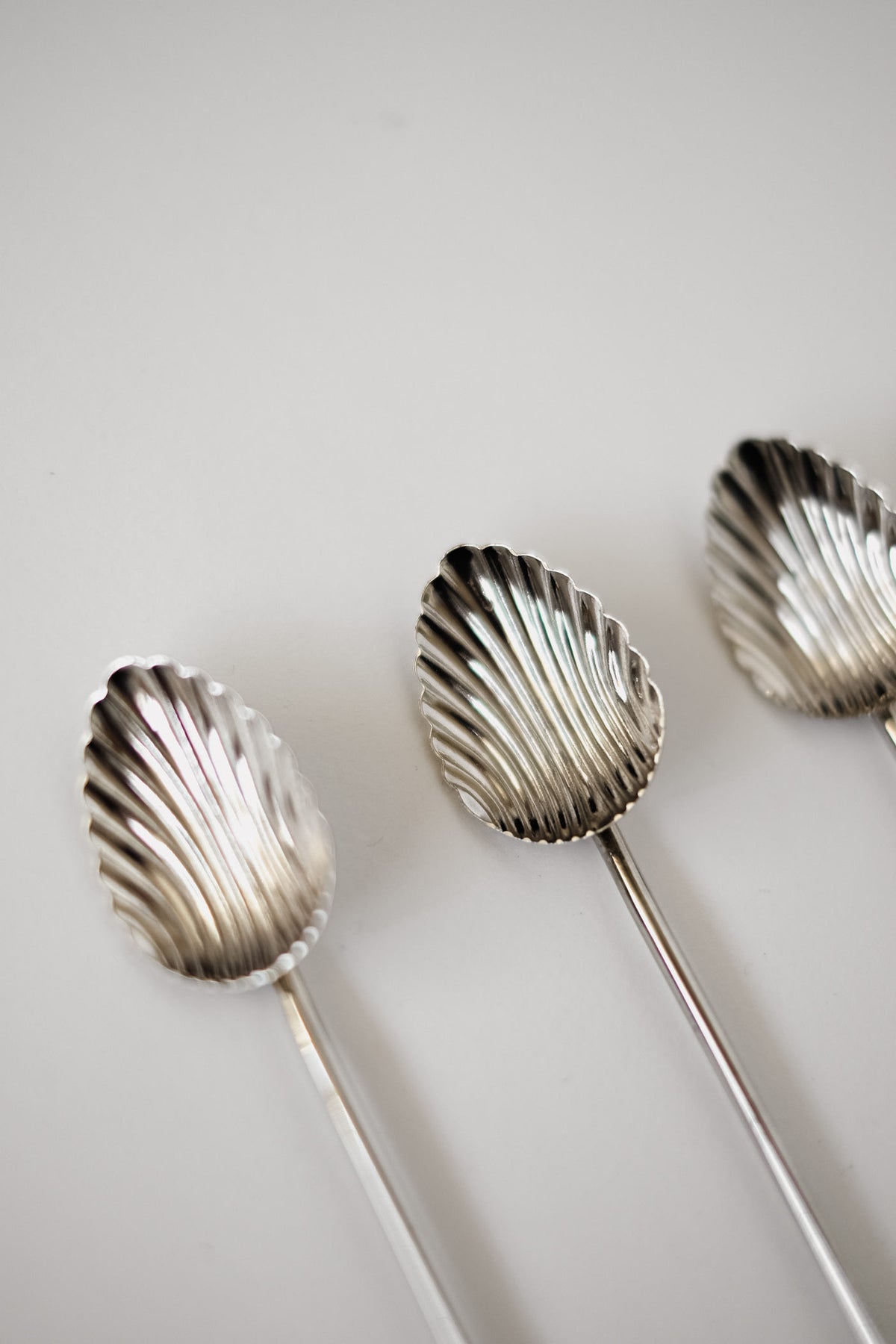 Silver-Plated Shell Cocktail Spoons — detail view