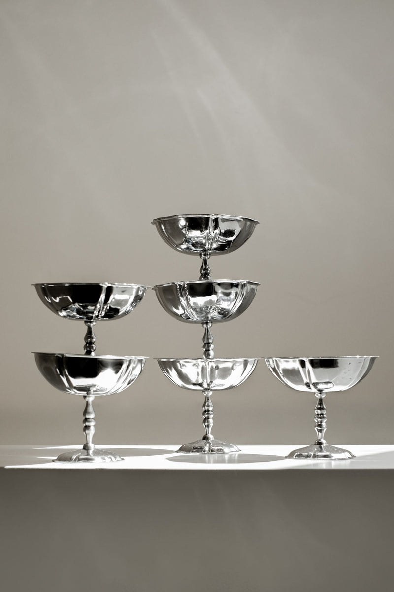 Set of Six Ice Coupes by septembre studios | The Oblist — polished metal finish