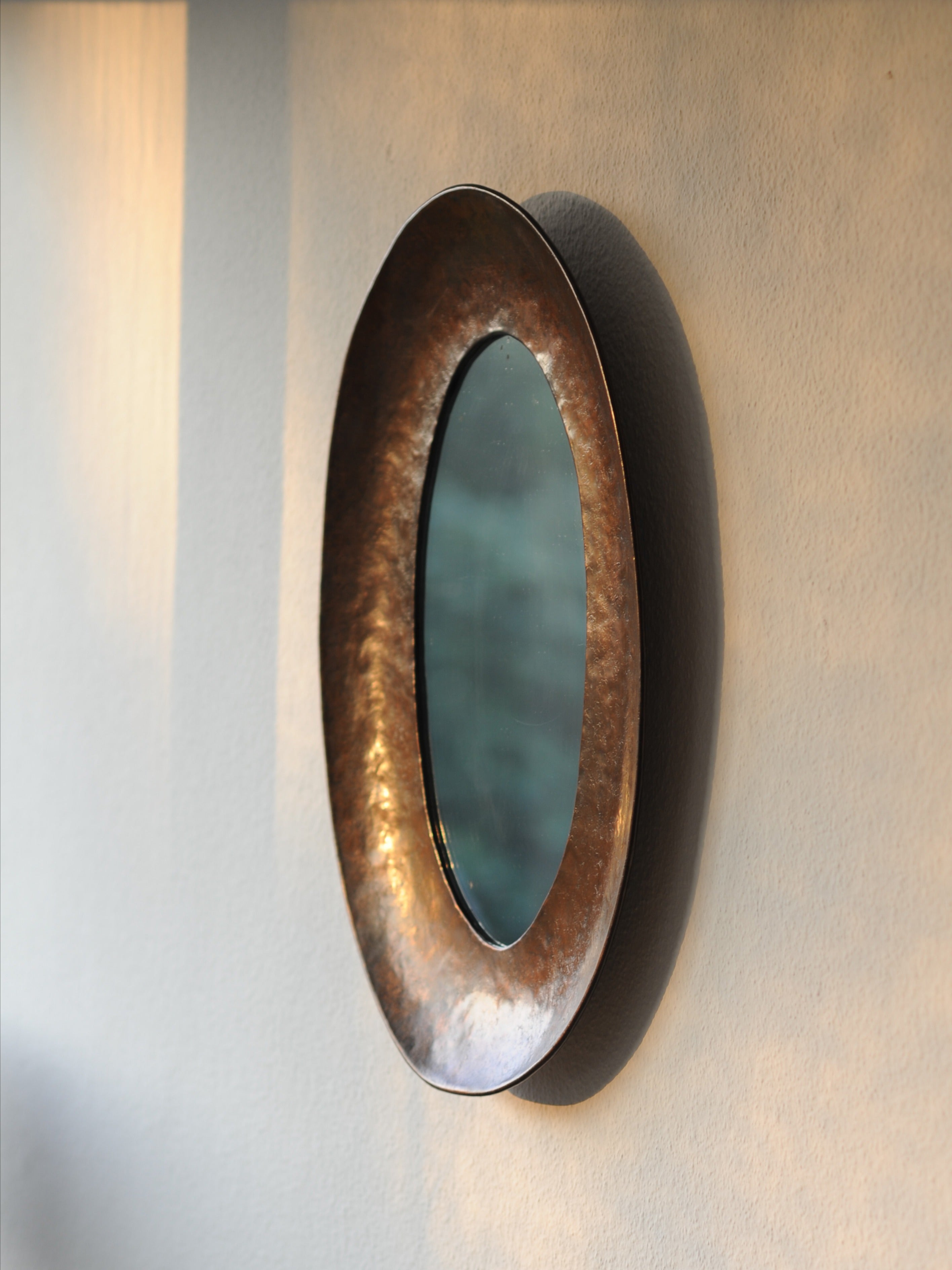 Angelo Bragalini Hammered Wall Mirror In Copper, Italy 1960 by Rémanence | The Oblist