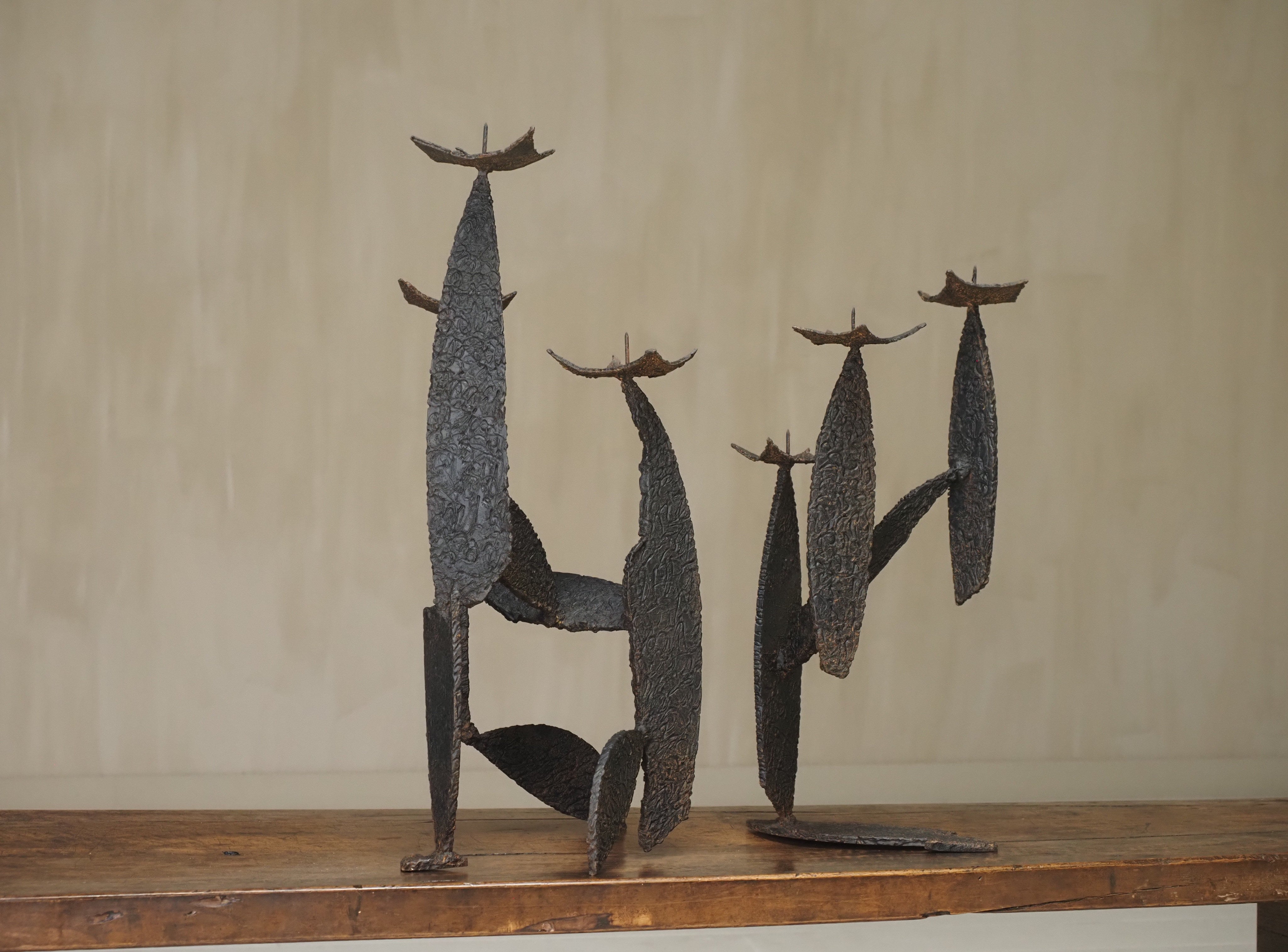 Pair of Sculptural Brutalist Candle Holders by Puttenaers | The Oblist