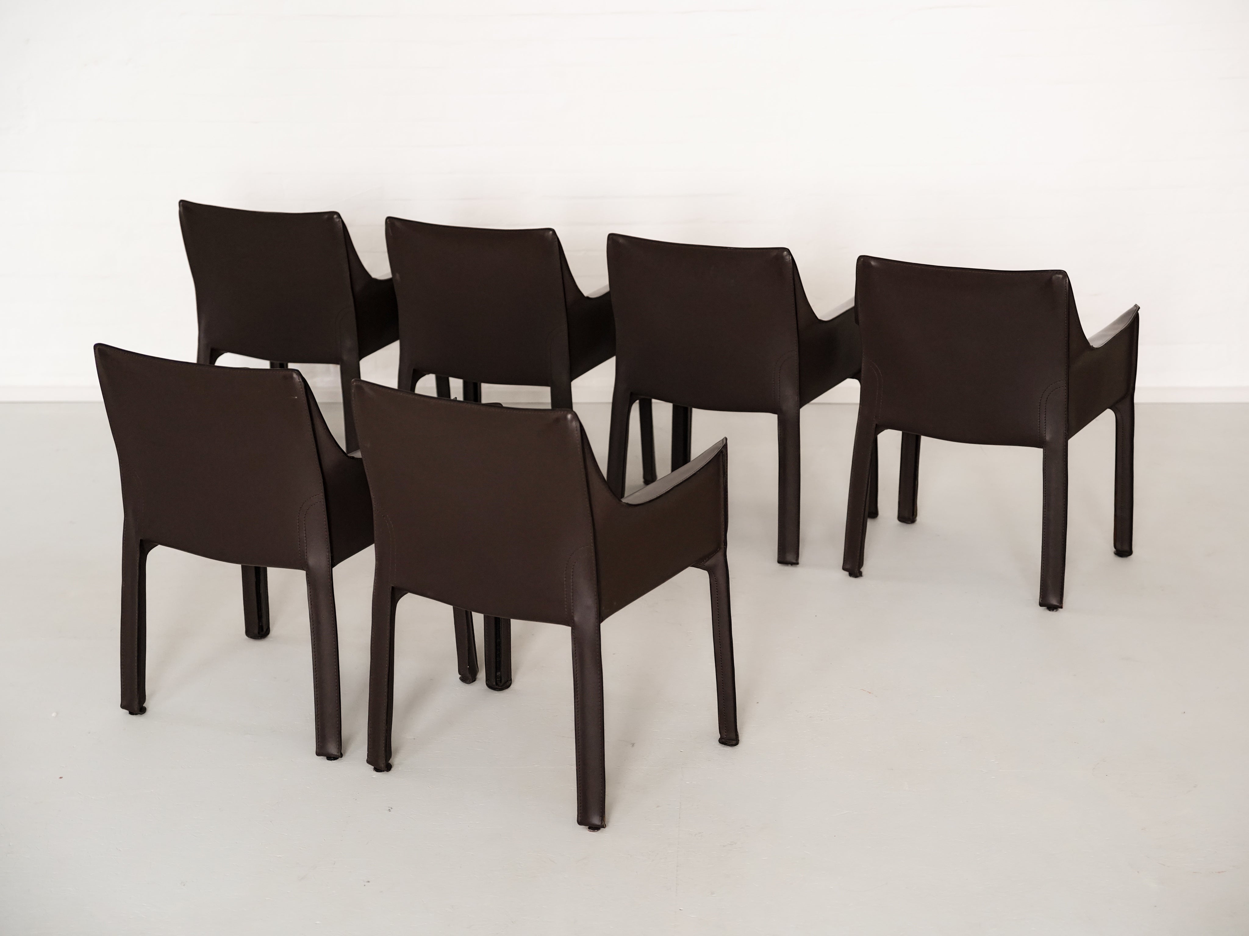 Set of 6 Cab 413 Chairs by Mario Bellini for Cassina