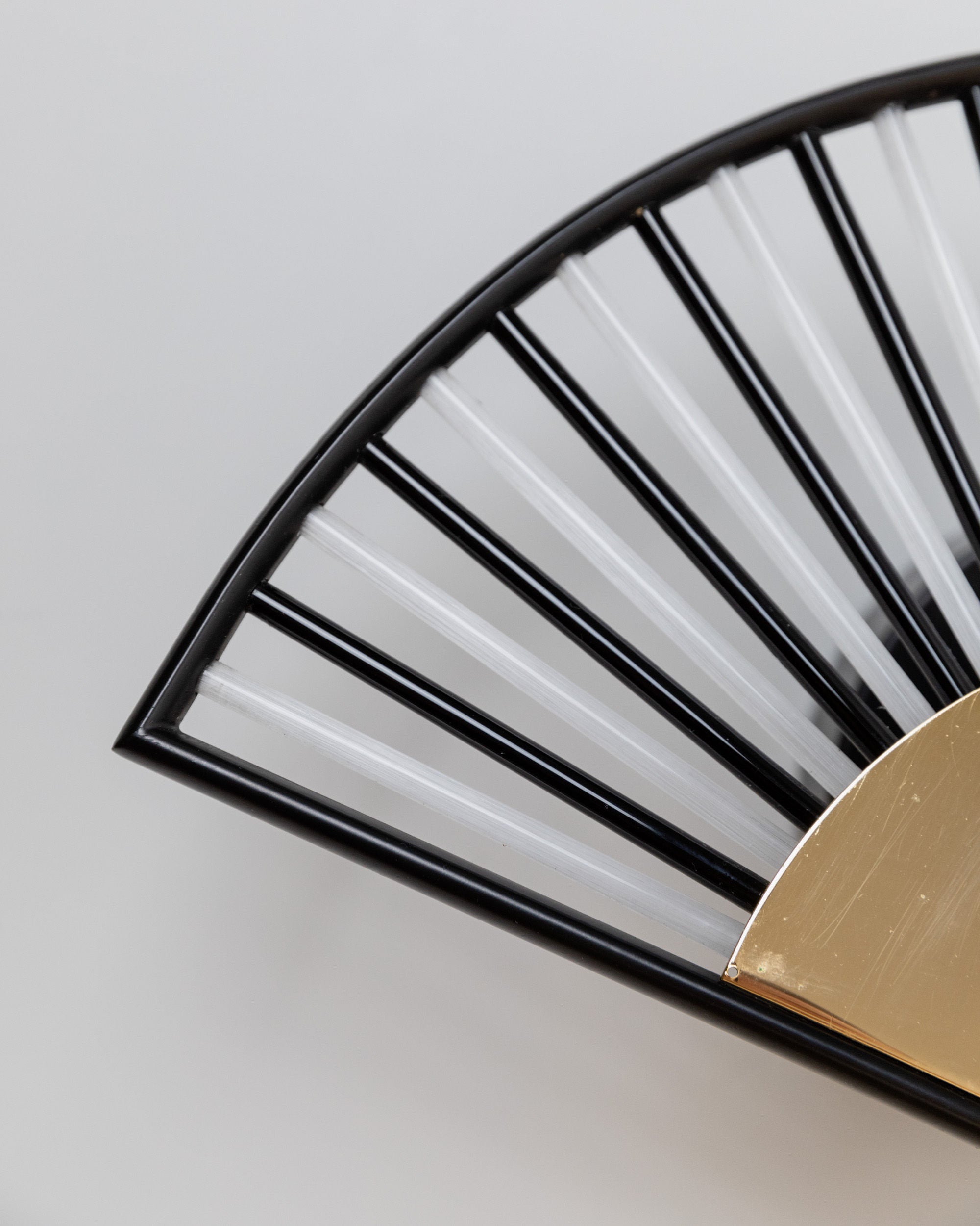 Wall Light Fan Shape, Italy 1980s — side angle showing black and brass details