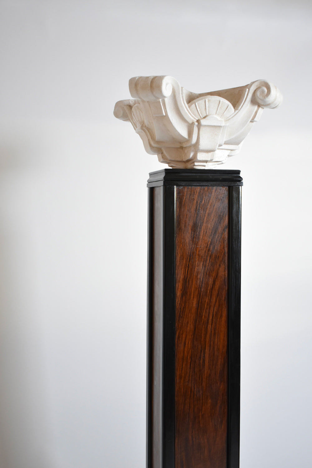 Wood and Plaster Floor Lamp, 1930s — close-up of carved plaster detail