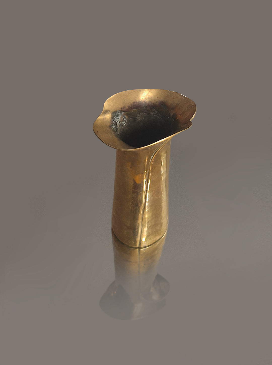 Art Nouveau Brass Vase — side angle