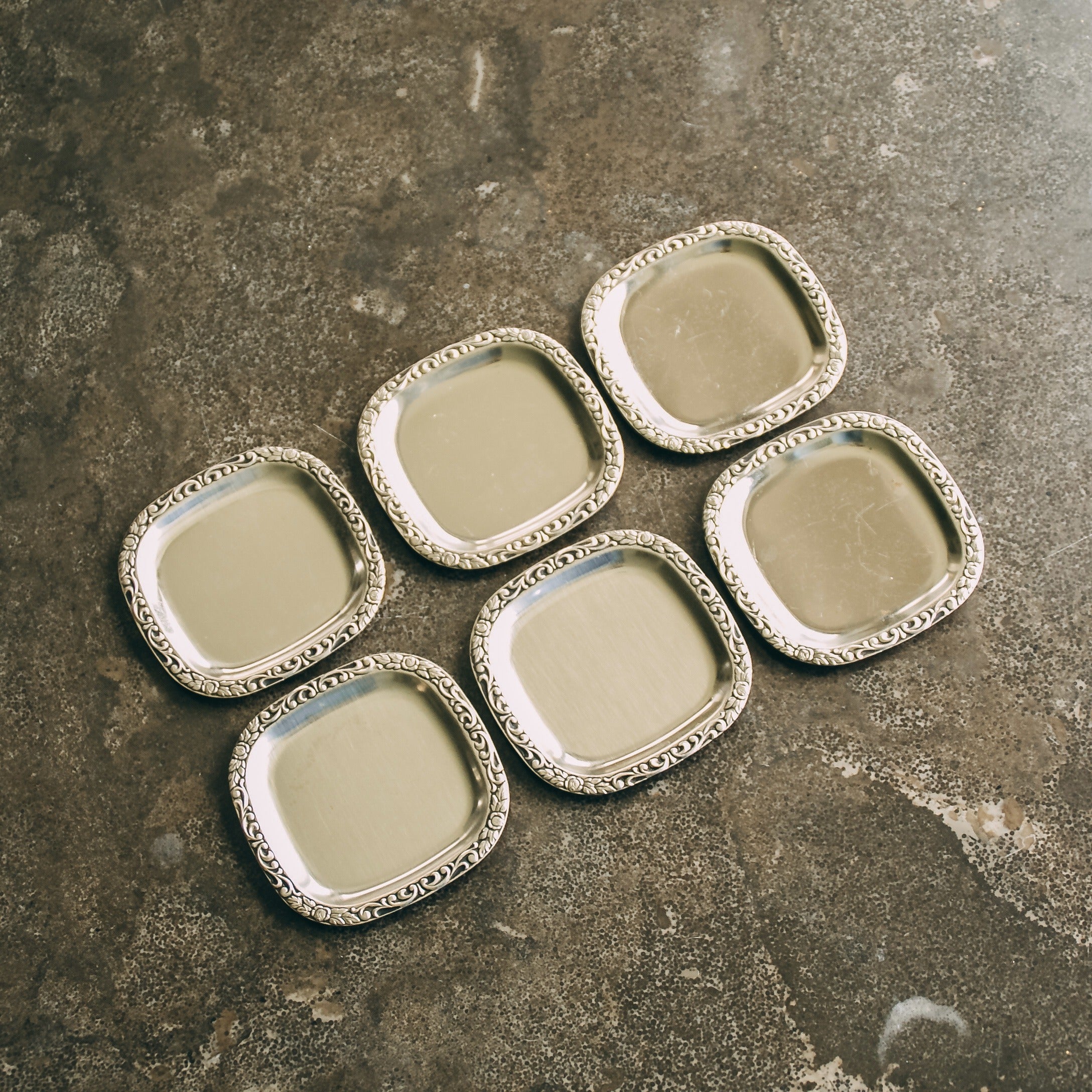 Square Stainless Steel Coasters (set of 6) — alternate view