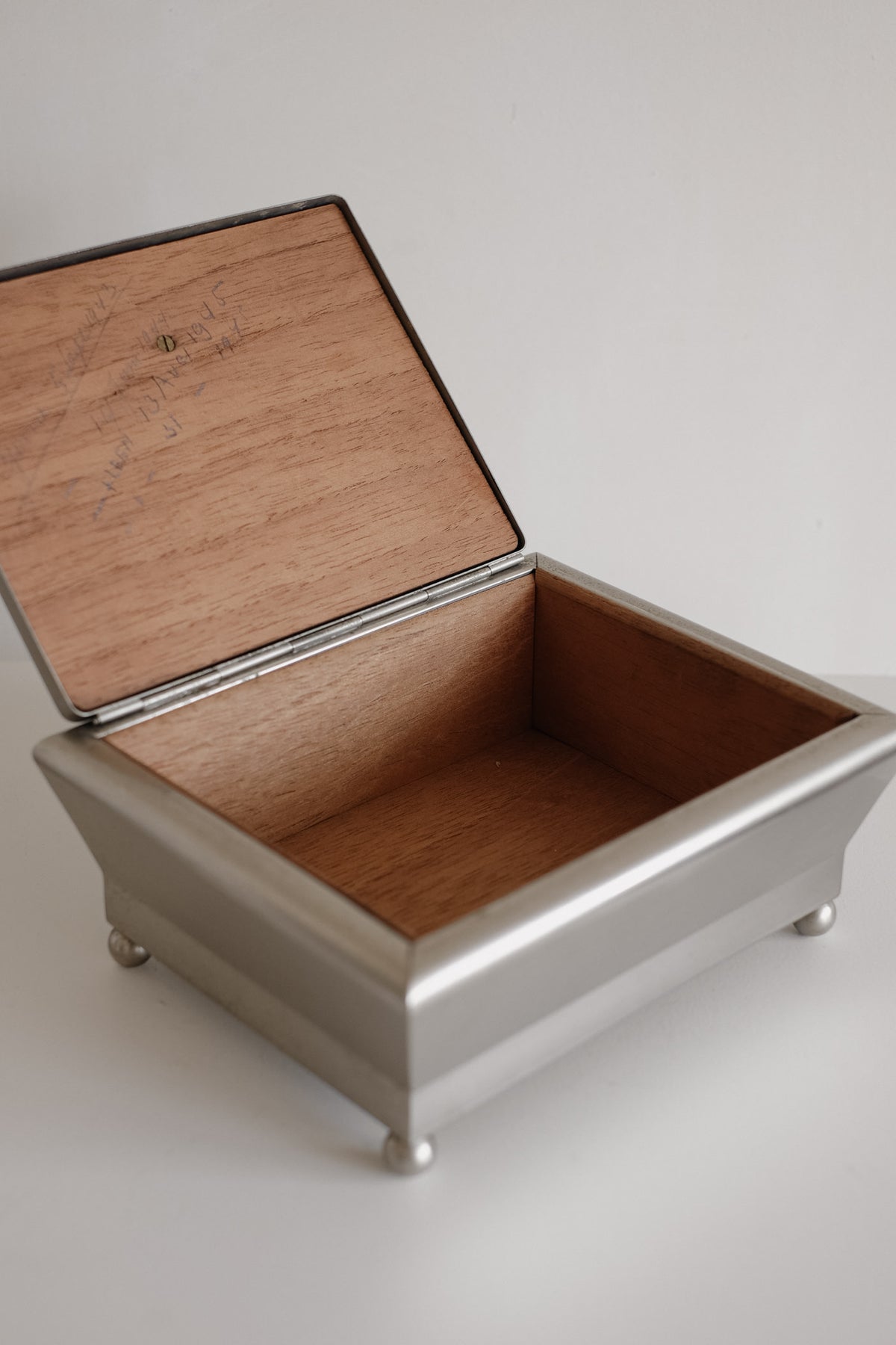 Art Deco Stainless Steel Box, 1930s — close-up
