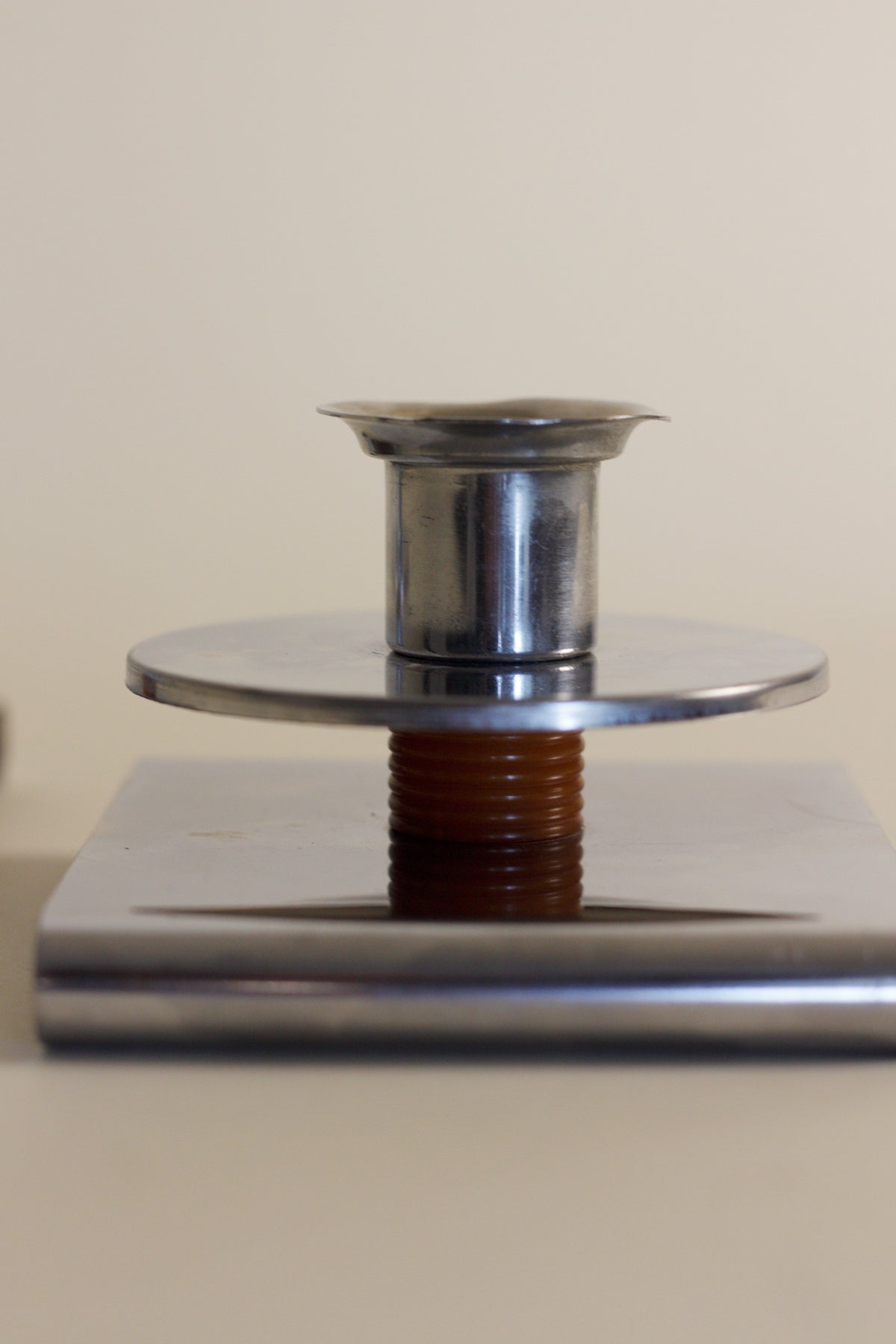 Pair of Art Deco Chrome Candlesticks — lifestyle setting