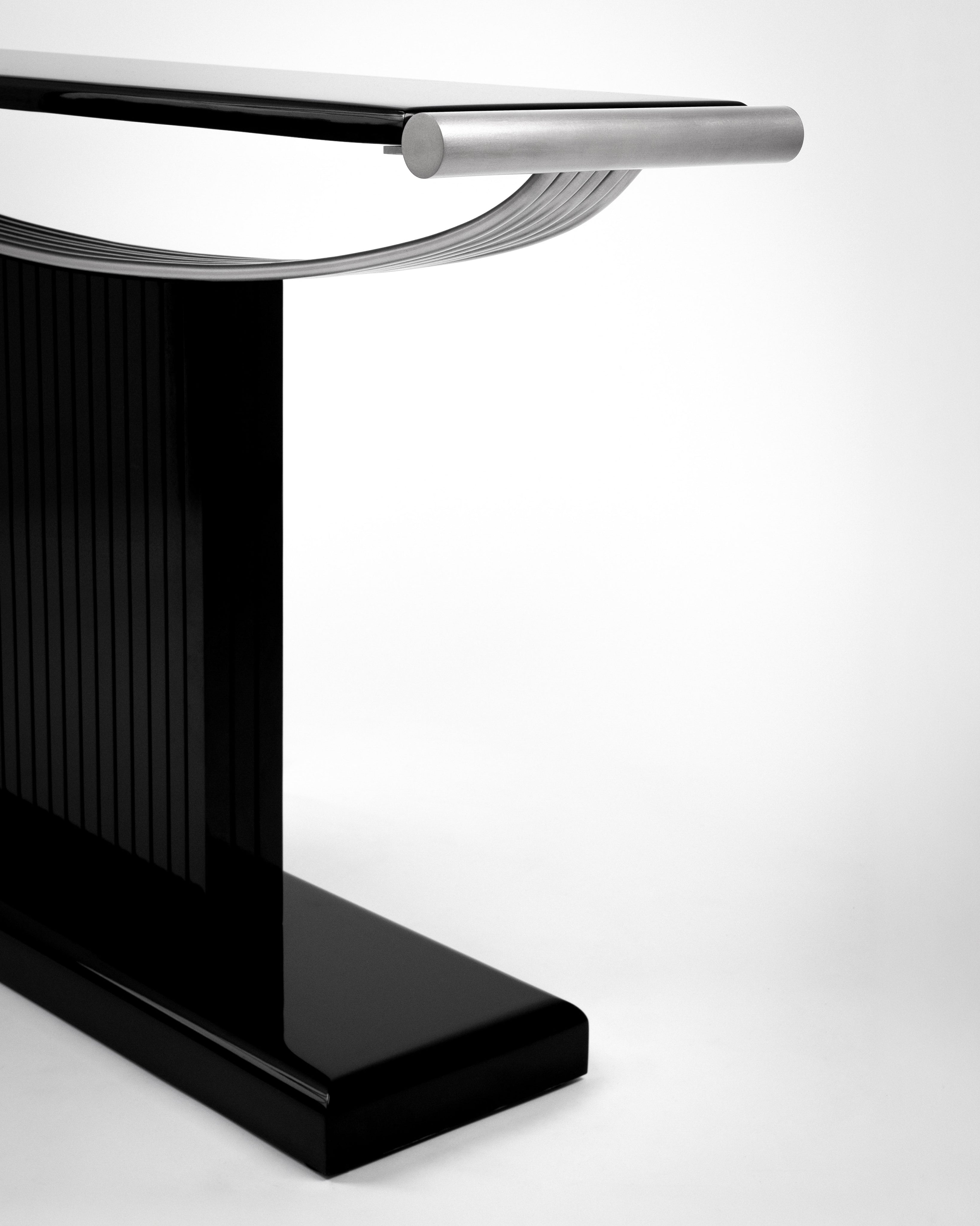 Console "The Portico" | Stainless Steel & Lacquered Wood — lifestyle setting