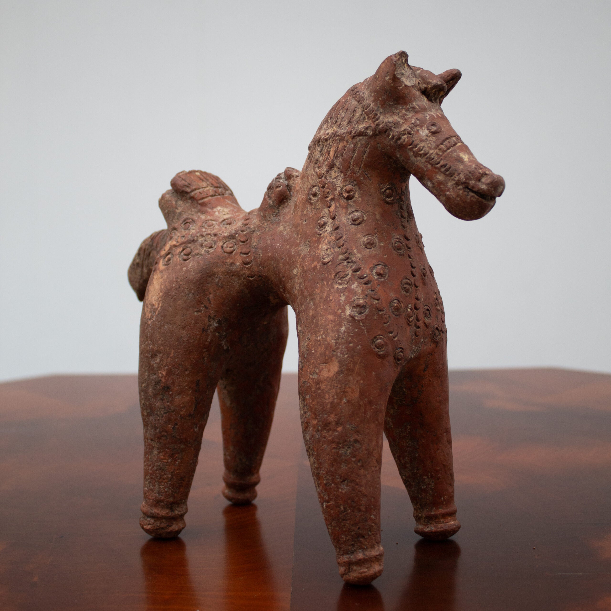 Terracotta Horse Sculpture with Geometric Decoration — additional view