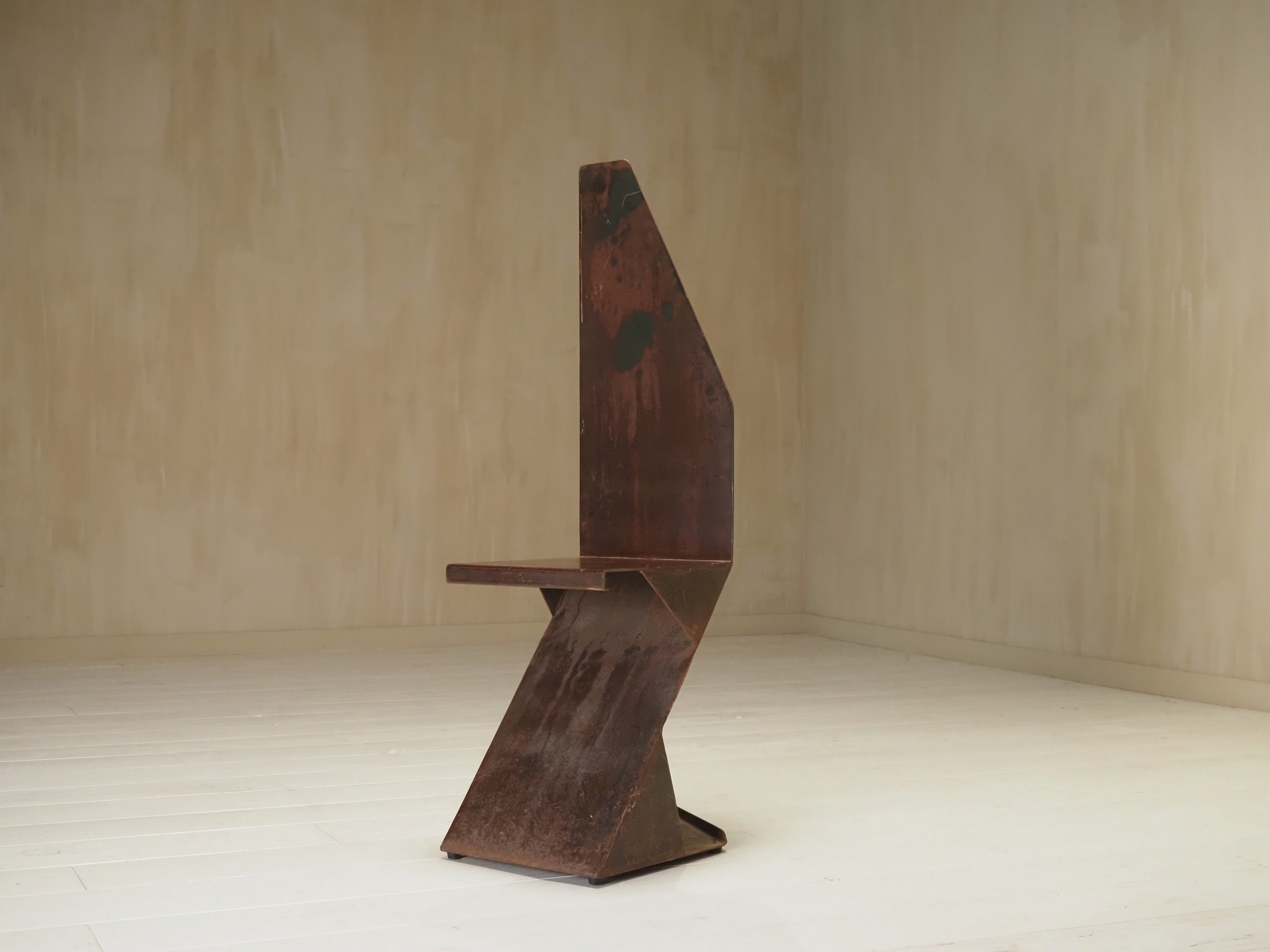 Sculptural postmodernism steel chair — alternate view