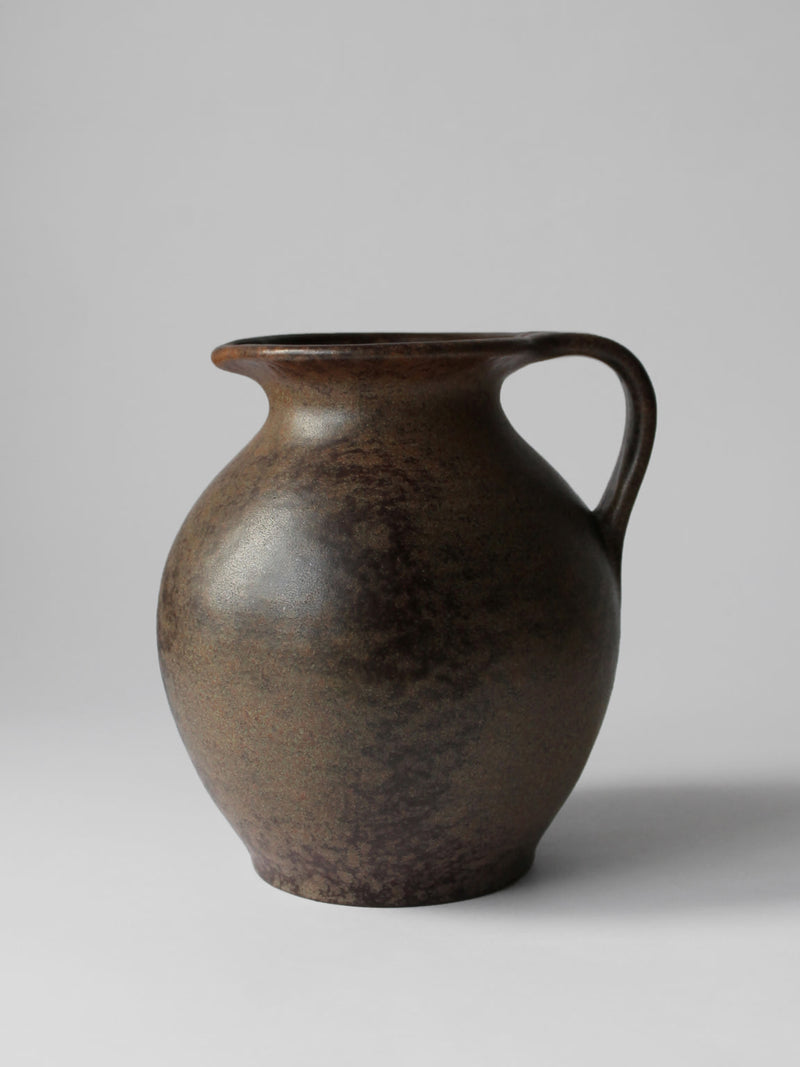 German Fat Lava brown ceramic jug with matte glaze finish