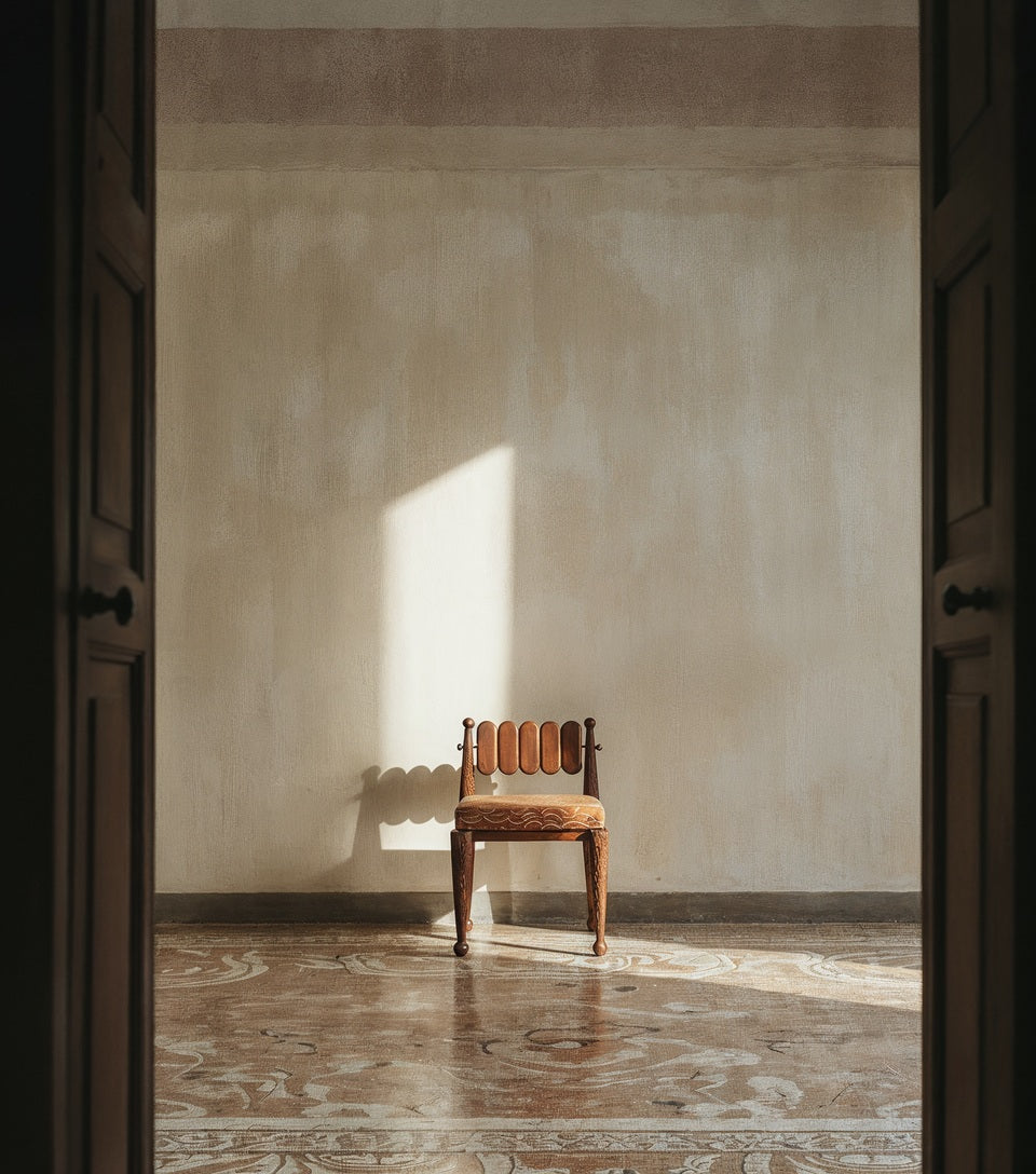 Simorgh I Dining Chair in Walnut Wood and Fabric