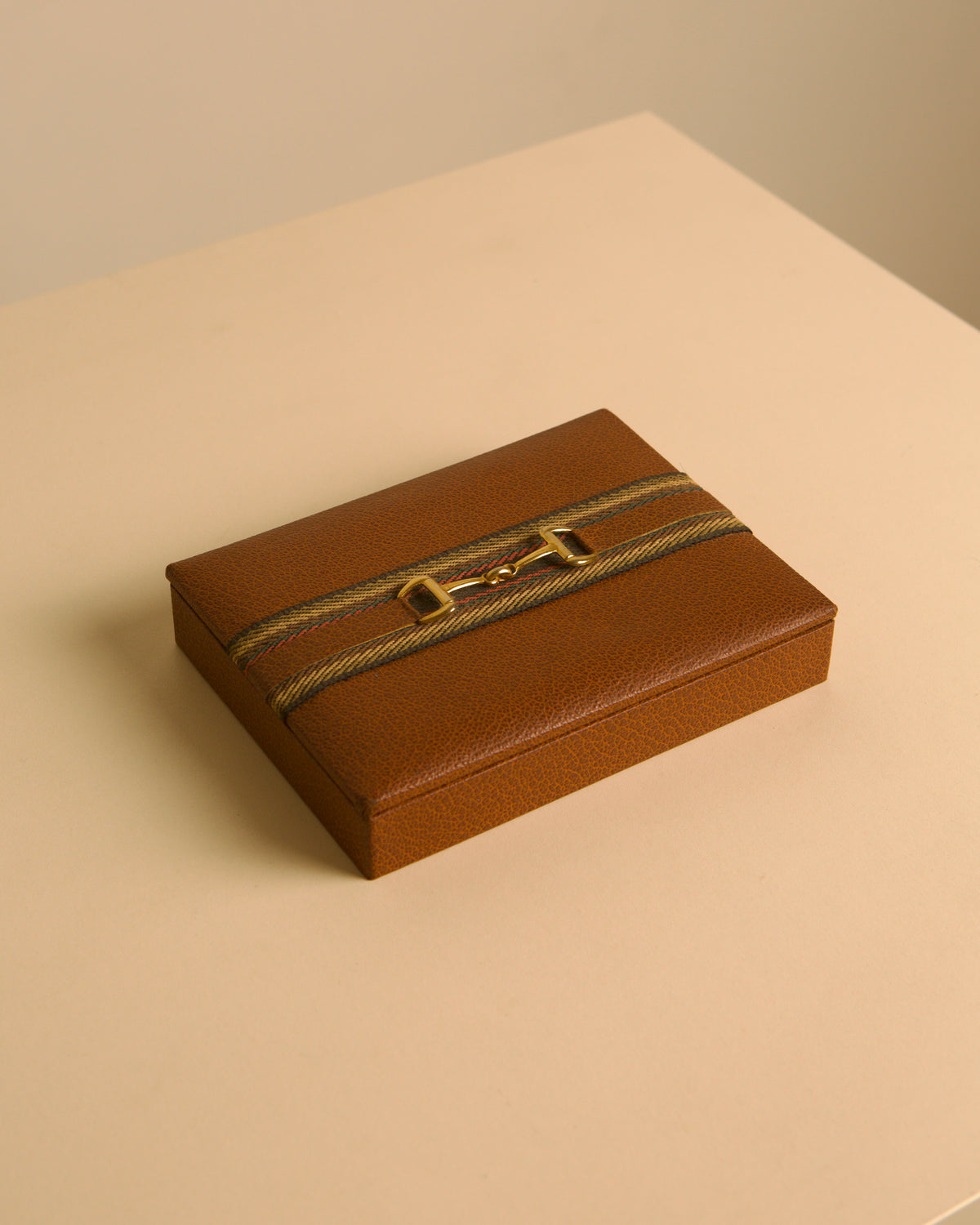 French brown leather box in the style of Hermès, 1960s by Treaptyque | The Oblist